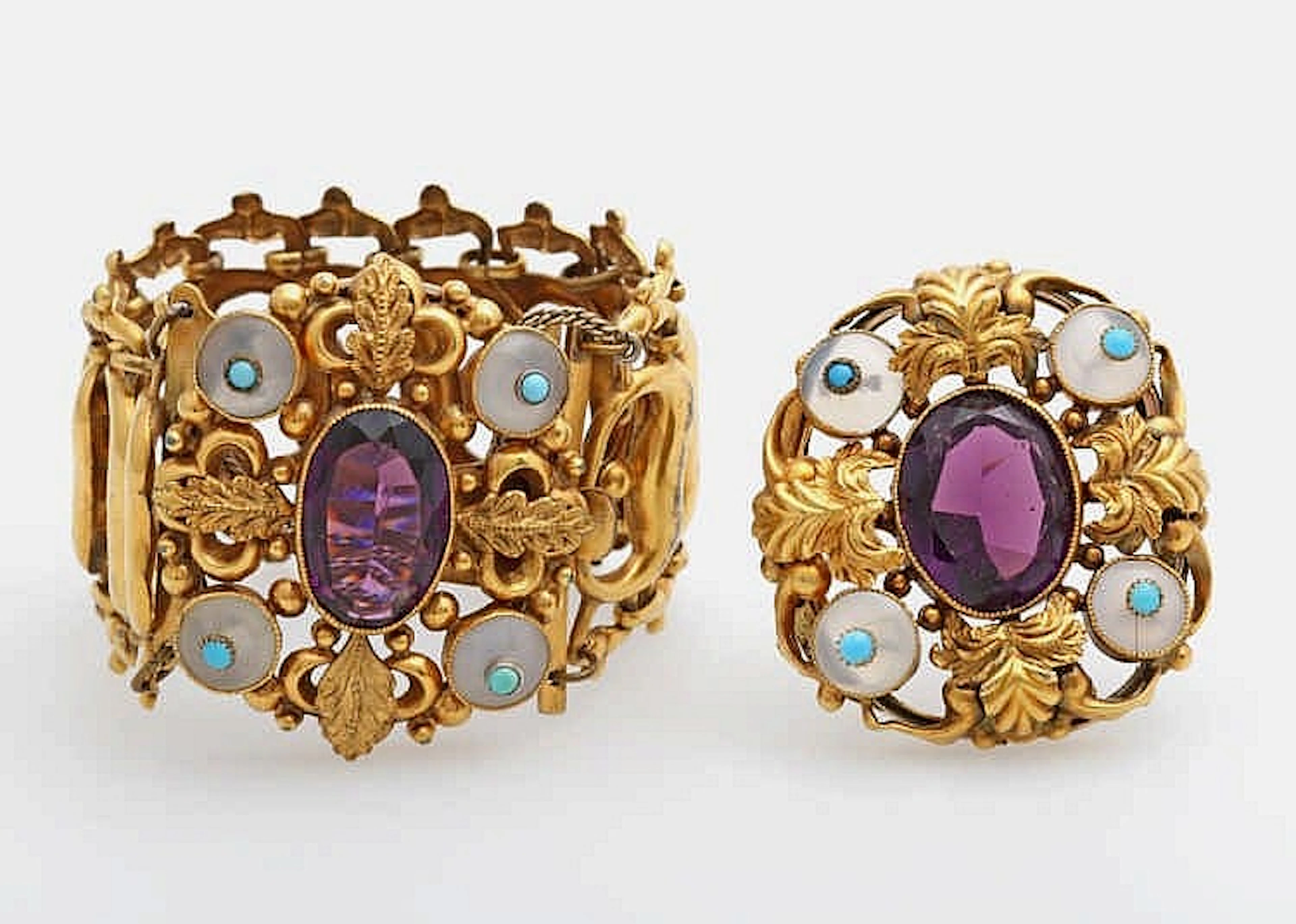 Konvolut: Vintages - Schmuck. 1Armband, 1 Brosche.