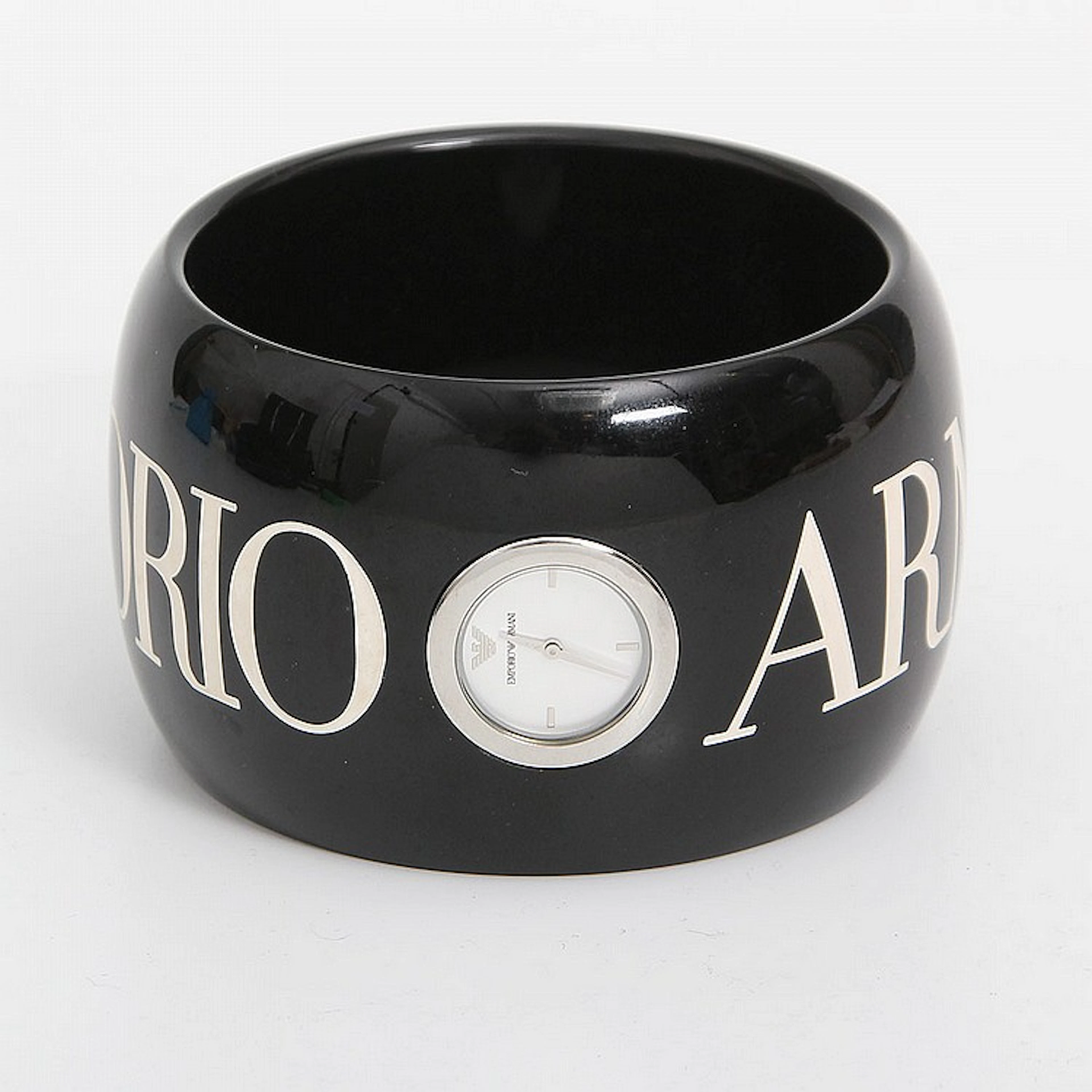 ARMANI breiter Armreif mit Quarzuhr.