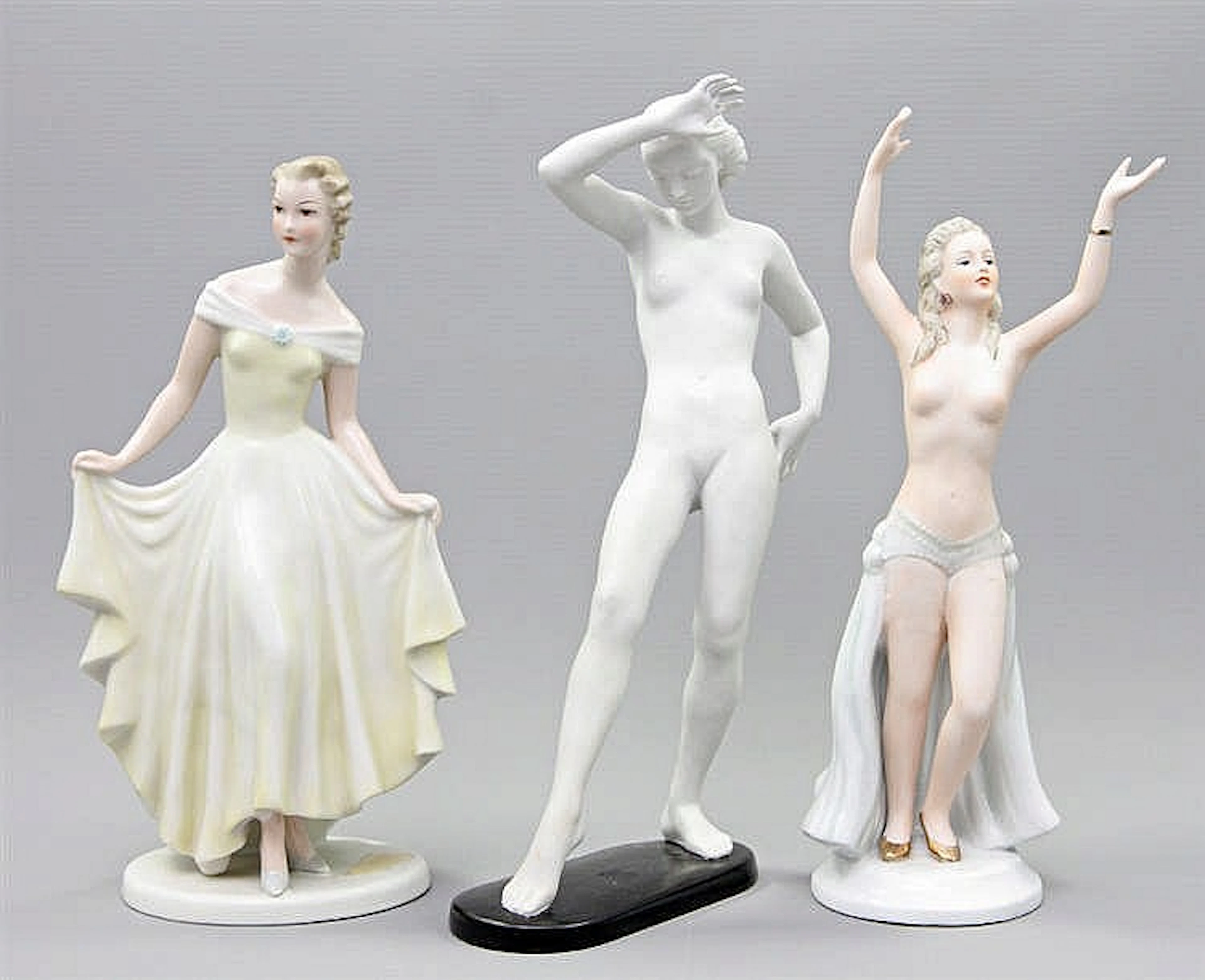 HUTSCHENREUTHER u.a., drei weibliche Figuren, 20.Jh.,