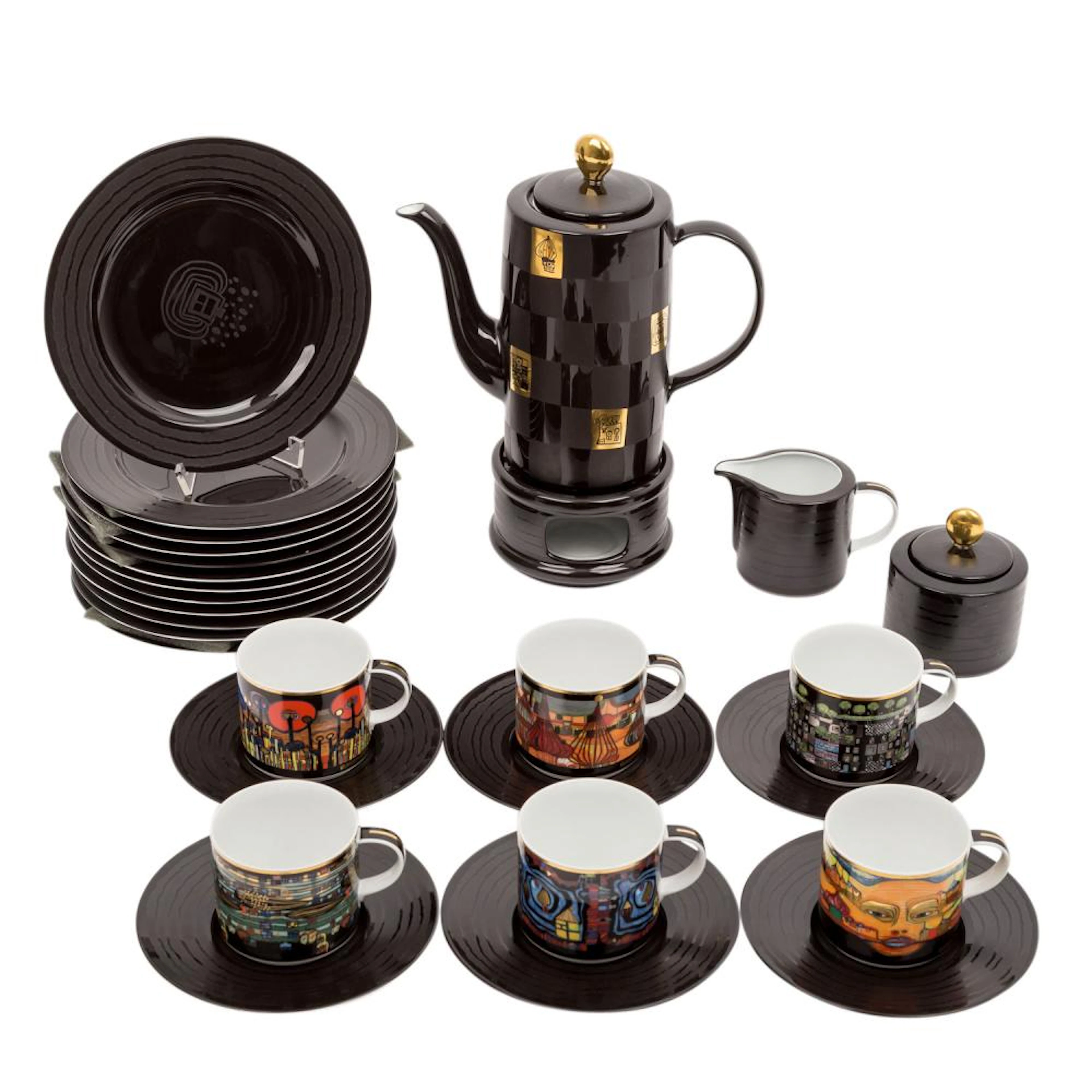 BAVARIA GERMANY "Friedensreich Hundertwasser" 28-teiliges Kaffeeservice, 20.Jh.