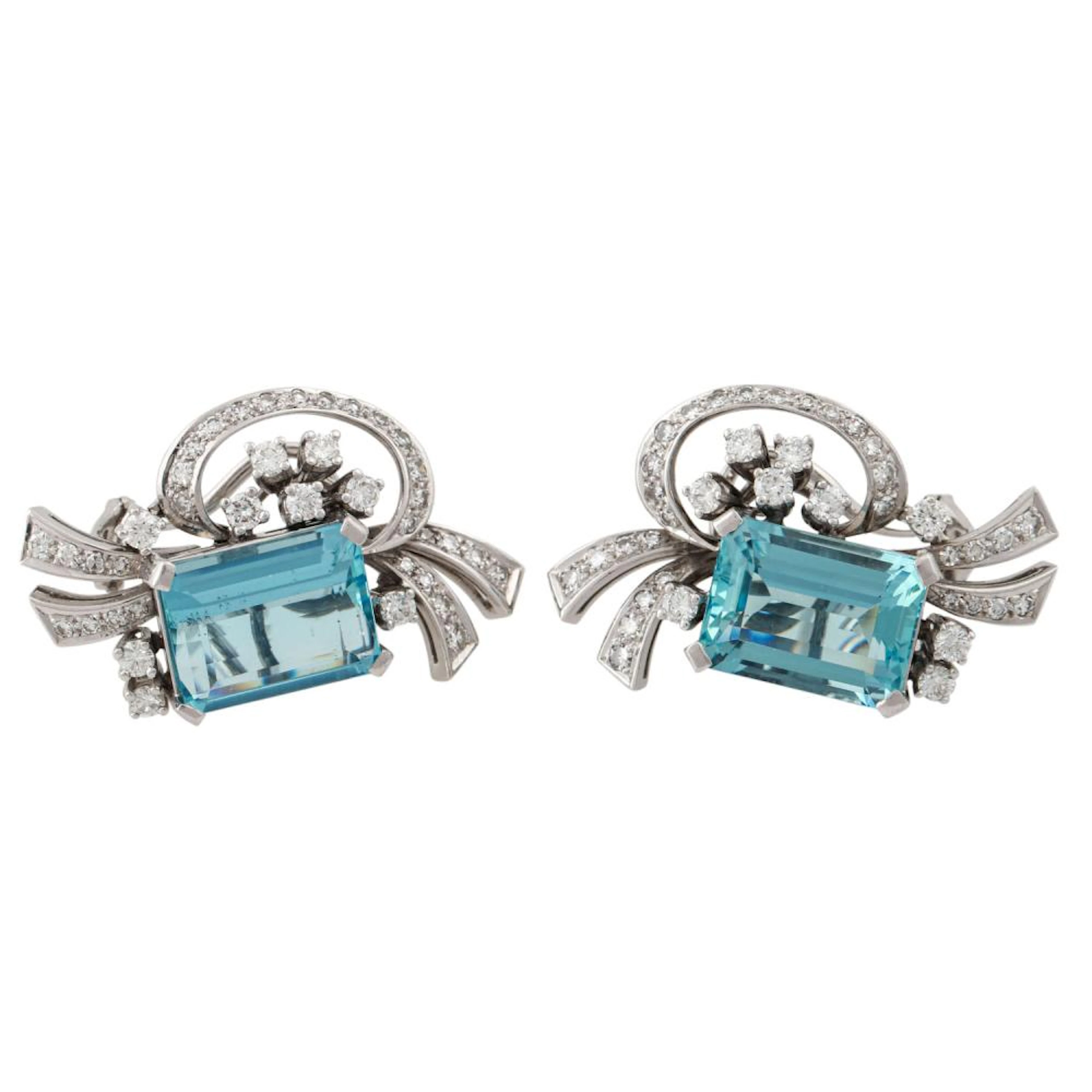 SCHILLING Ohrringe mit je 1 Aquamarin, zus. ca. 12 ct,