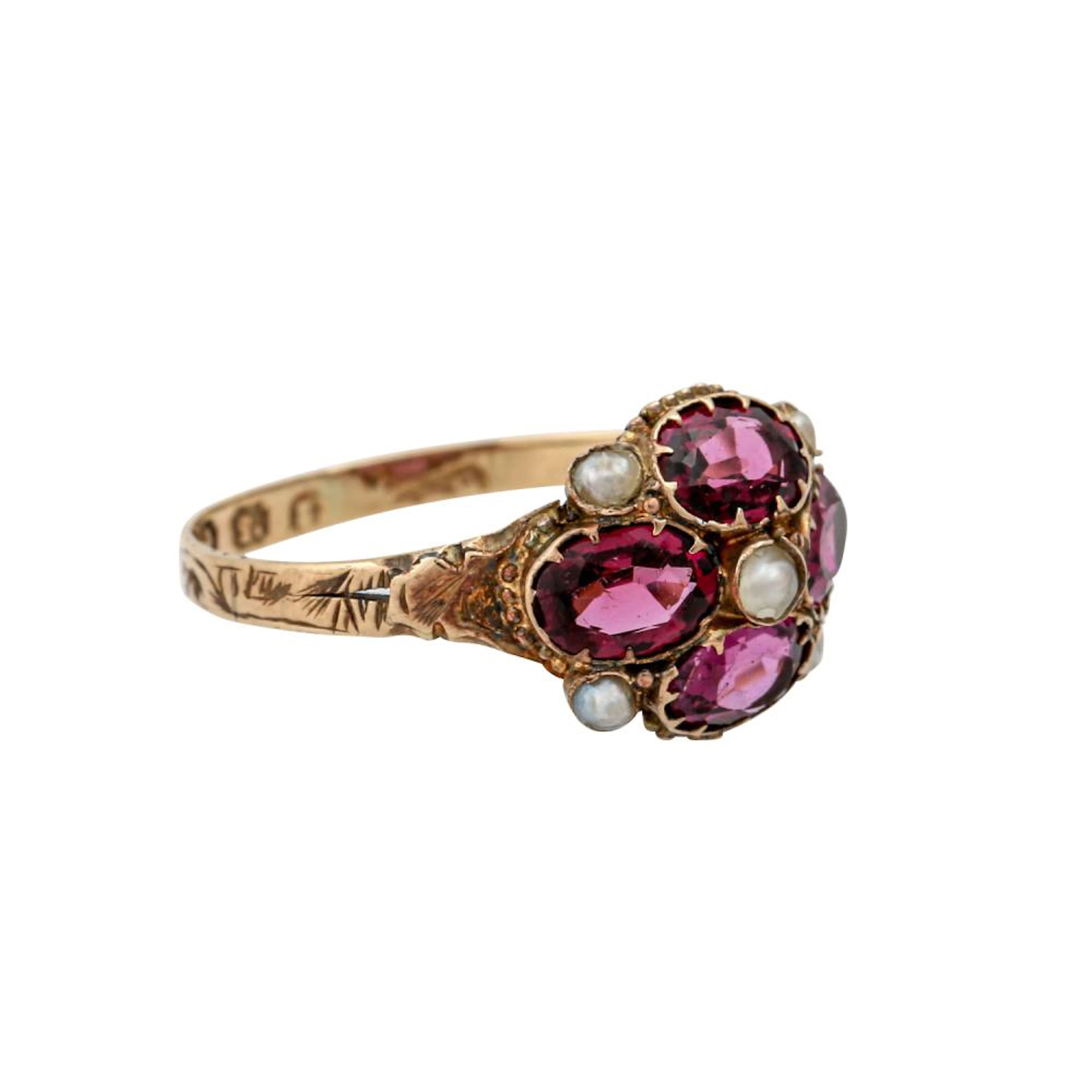 Ring mit 4 oval facettierten Rhodolithe