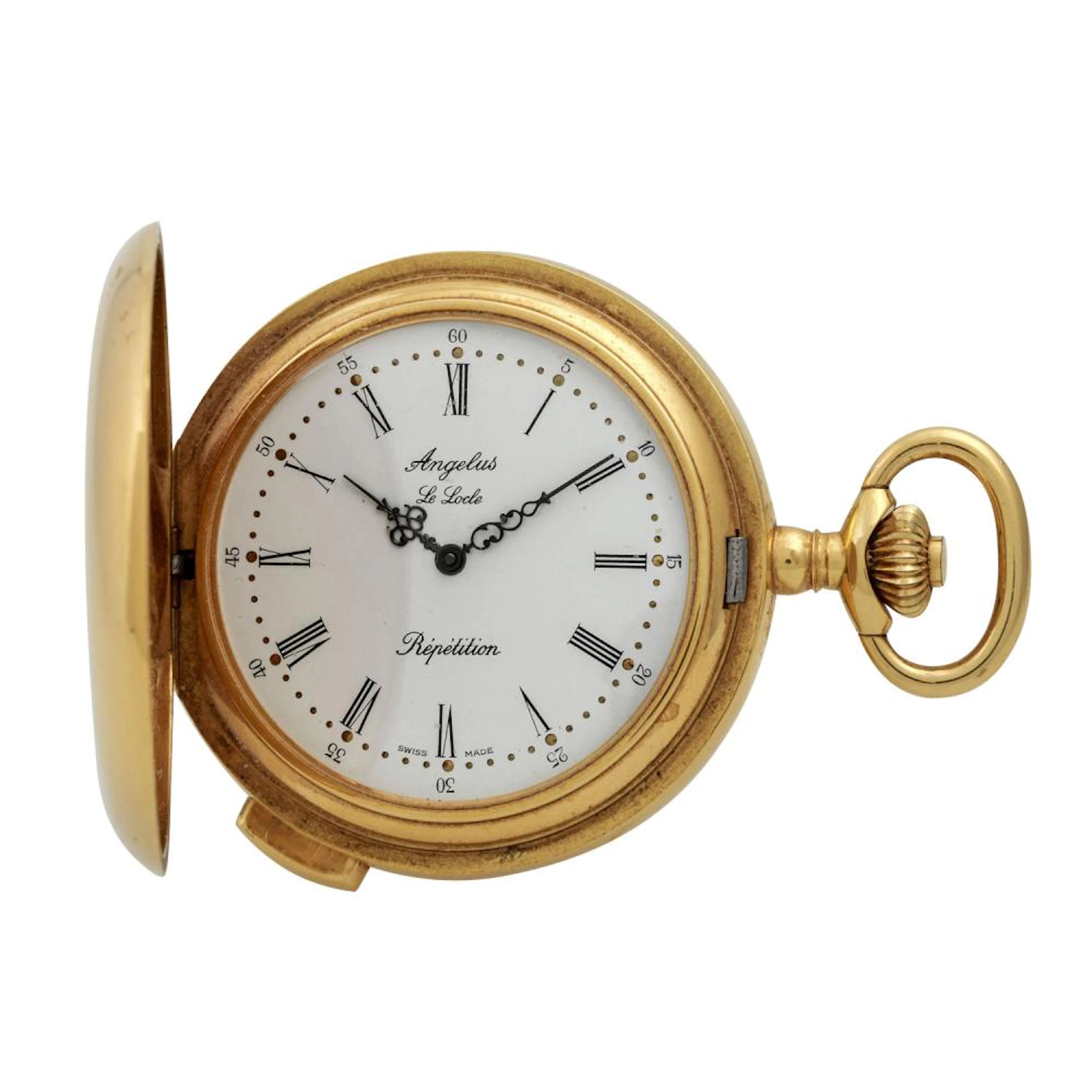 ANGELUS Savonette Taschenuhr mit Minutenrepetition.