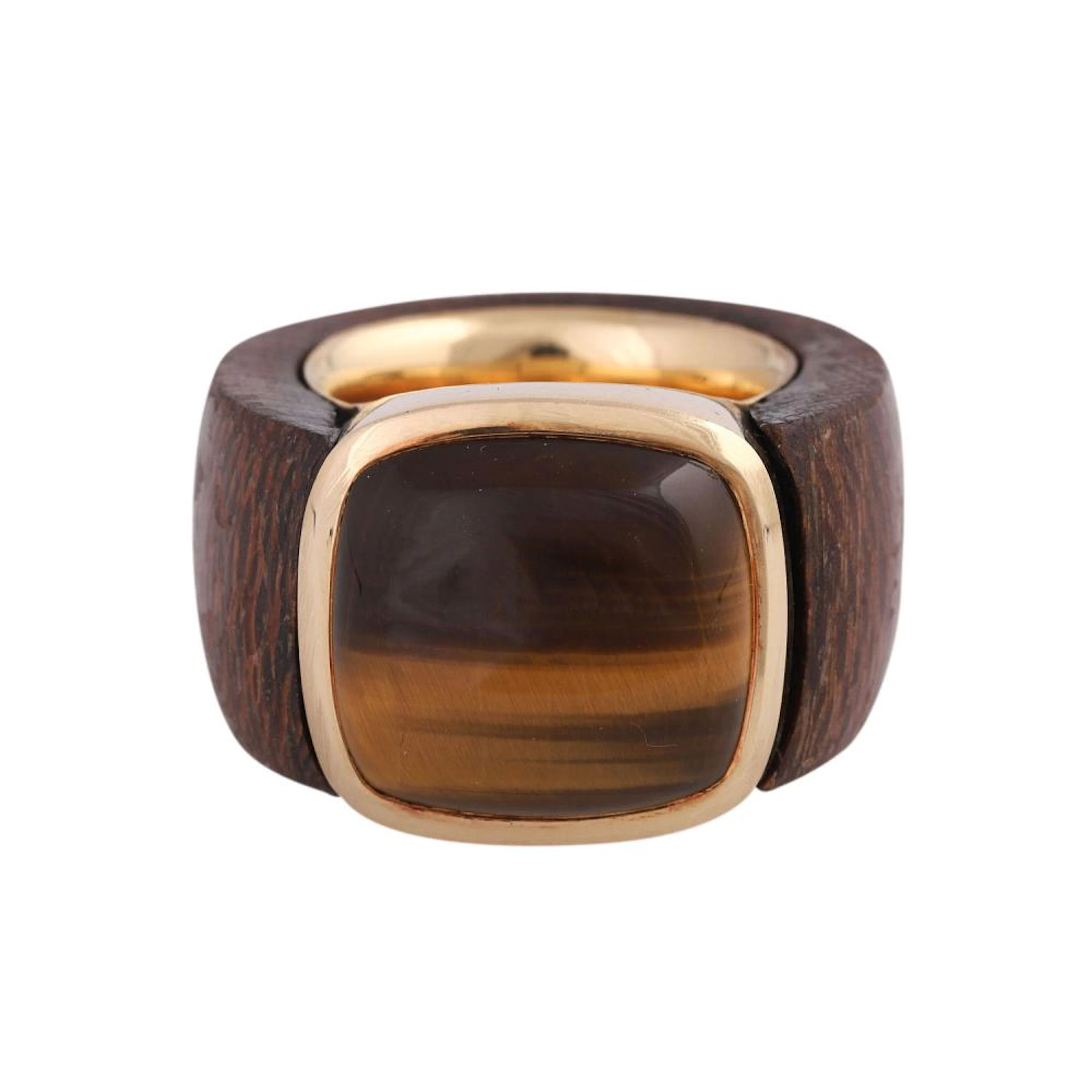 Ring aus Holz mit Tigerauge