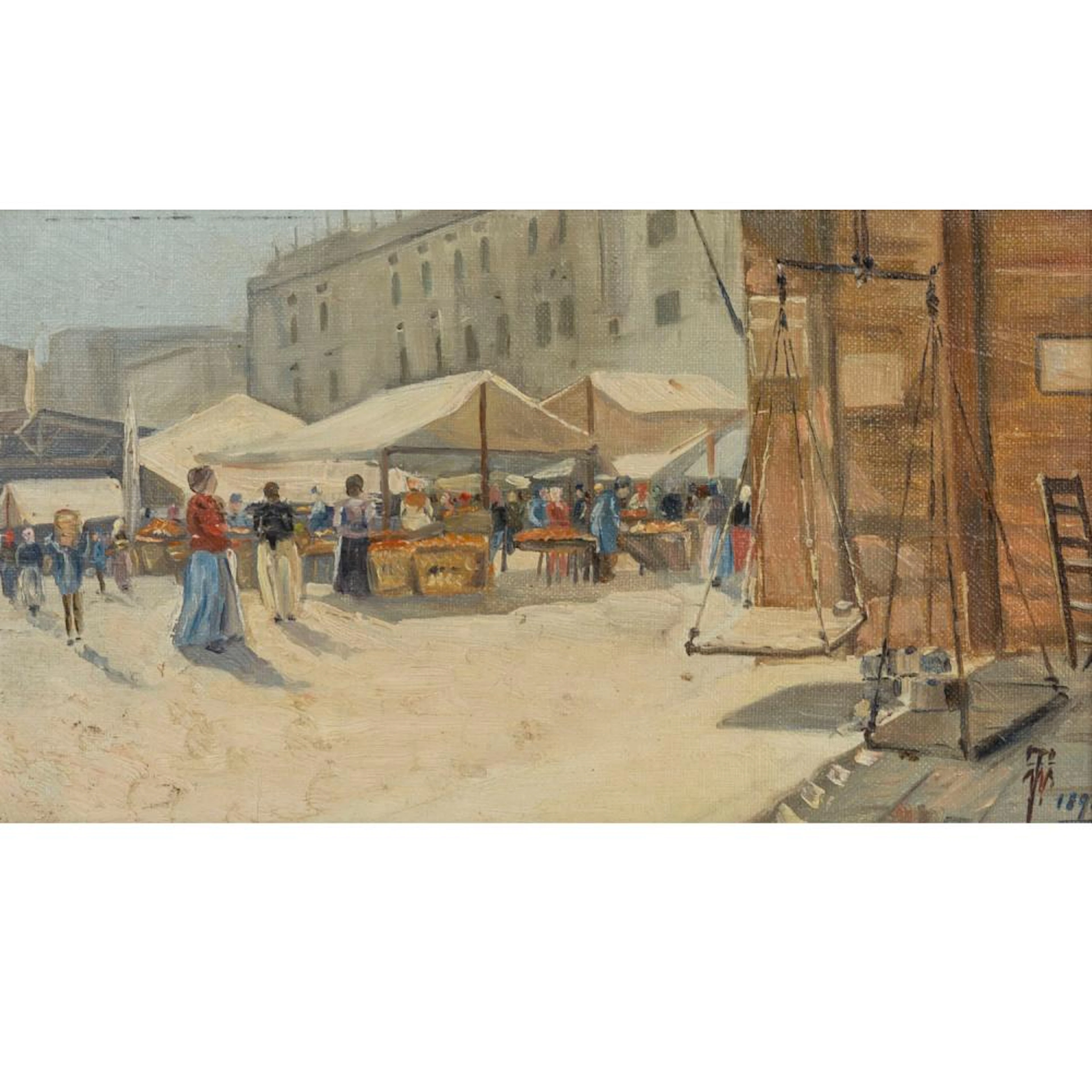 MONOGRAMMIST TW oder TM (?; Maler/in 19./20. Jh.), "Markt in südlicher Stadt",