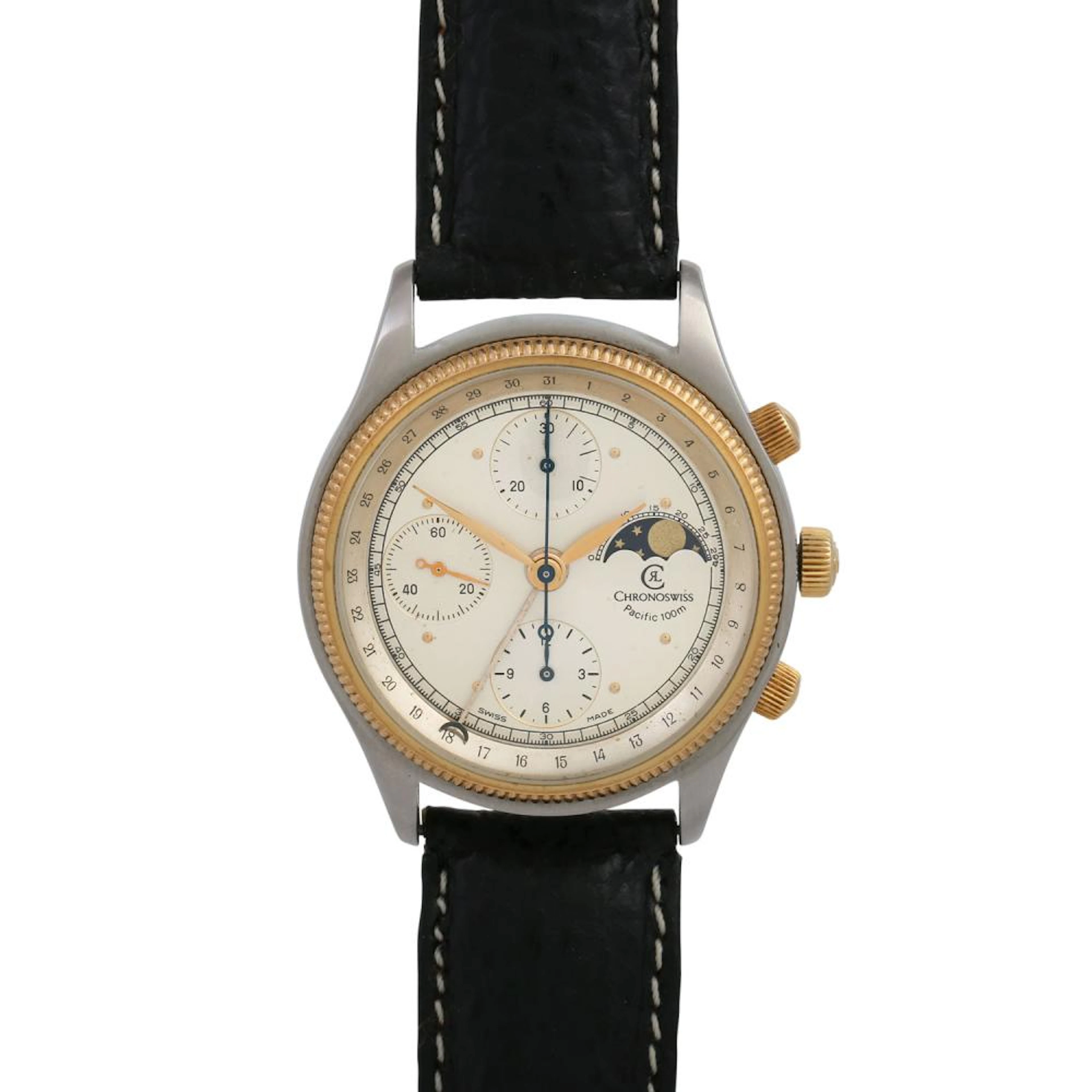 CHRONOSWISS Pacific Chronograph mit Mondphasen, Ref. 7914. Herrenuhr.
