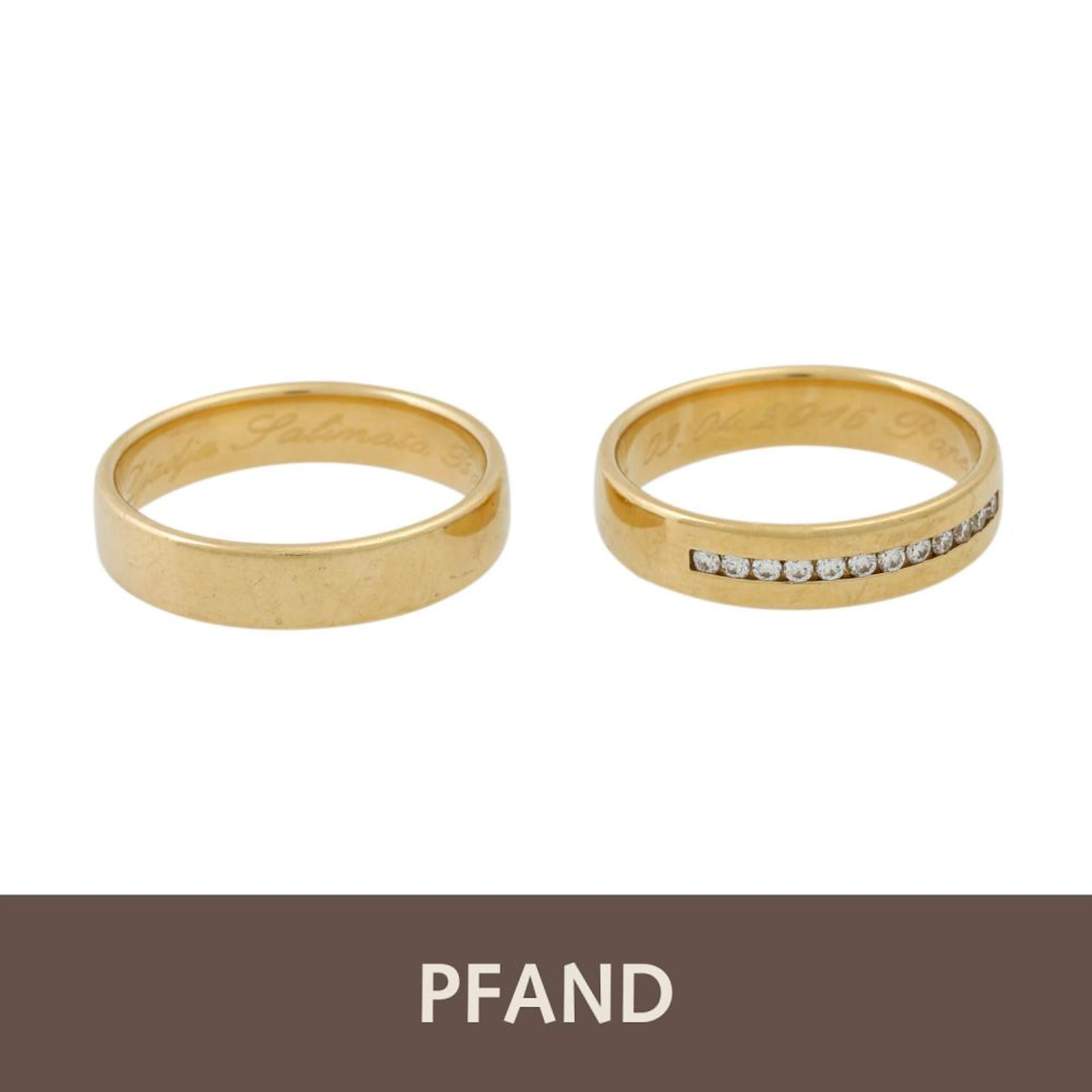 PFANDAUKTION - 2 Eheringe , tw. mit Brillanten, Gold