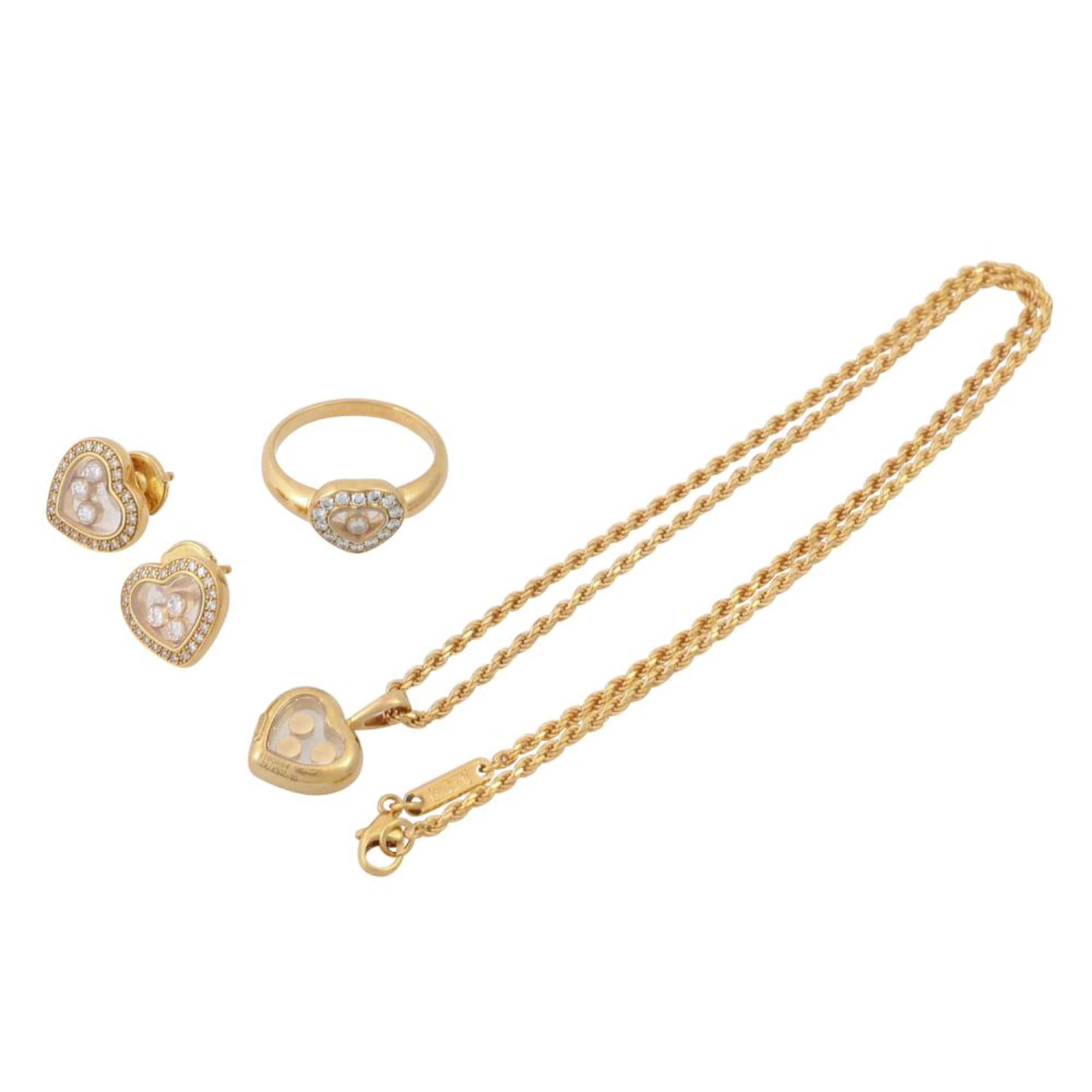CHOPARD Schmuckset: Ring, Ohrringe und Collier mit Anhänger