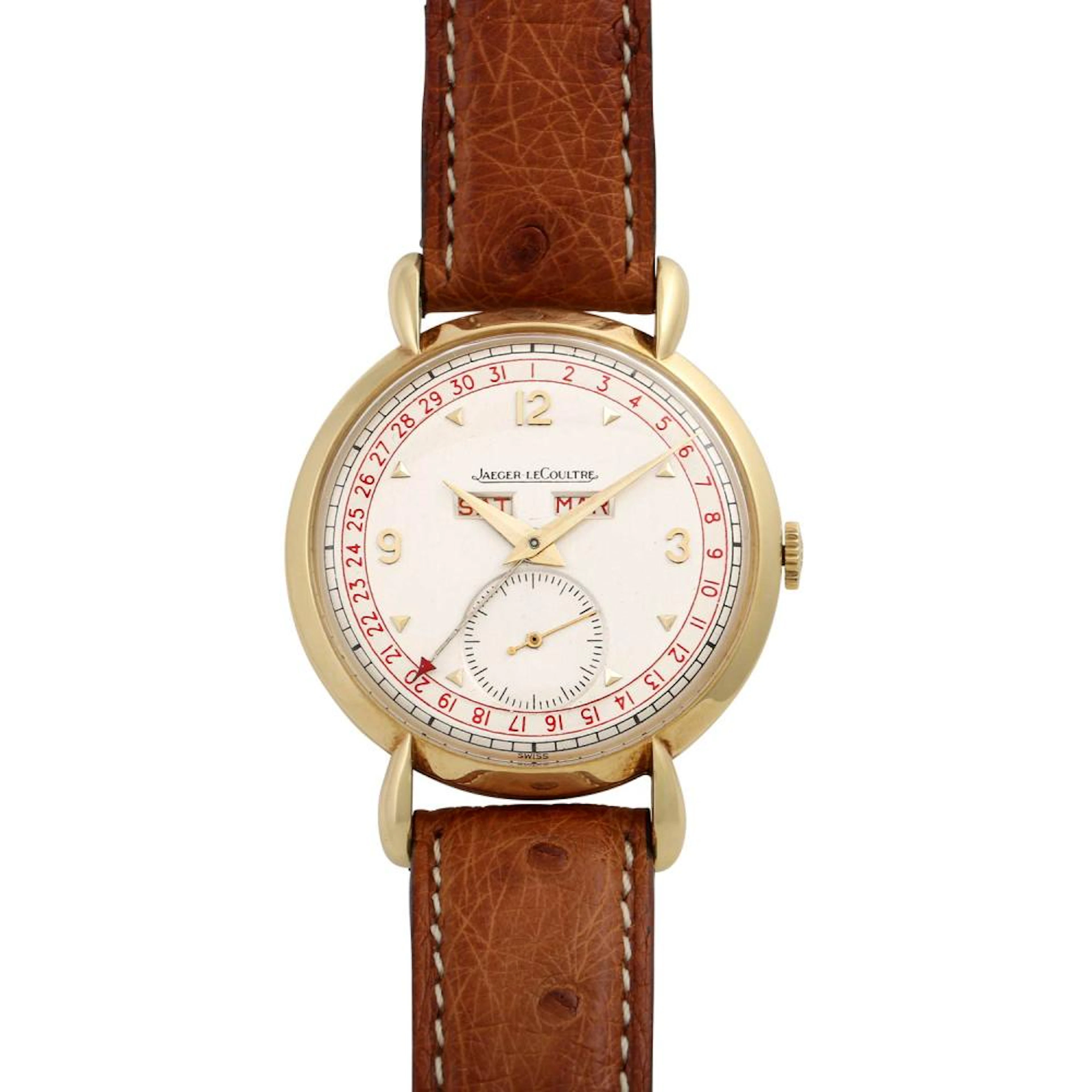 JAEGER-LECOULTRE Vintage Vollkalender. Armbanduhr. Ca. 50er Jahre.