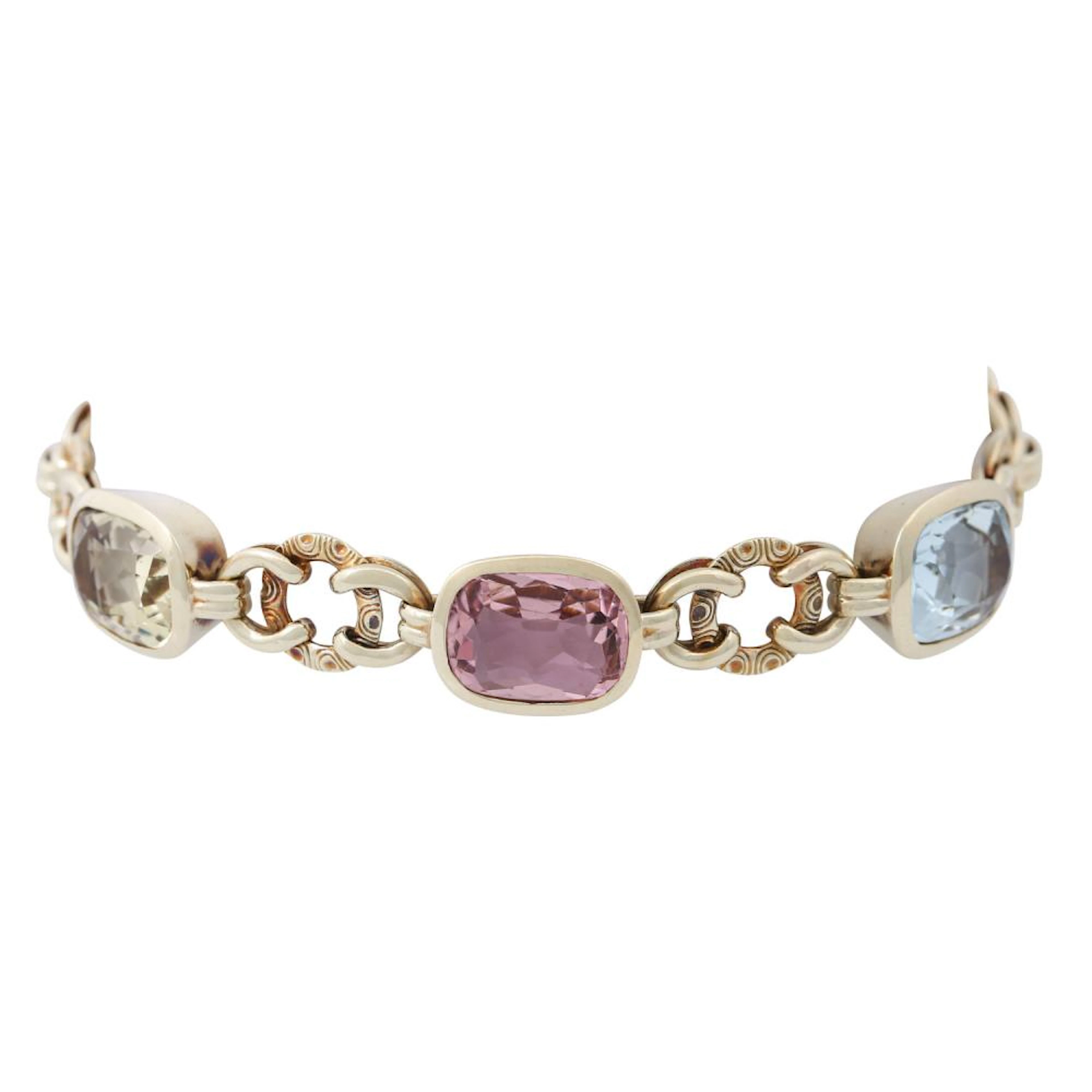 Armband mit Aquamarin, rosa Turmali