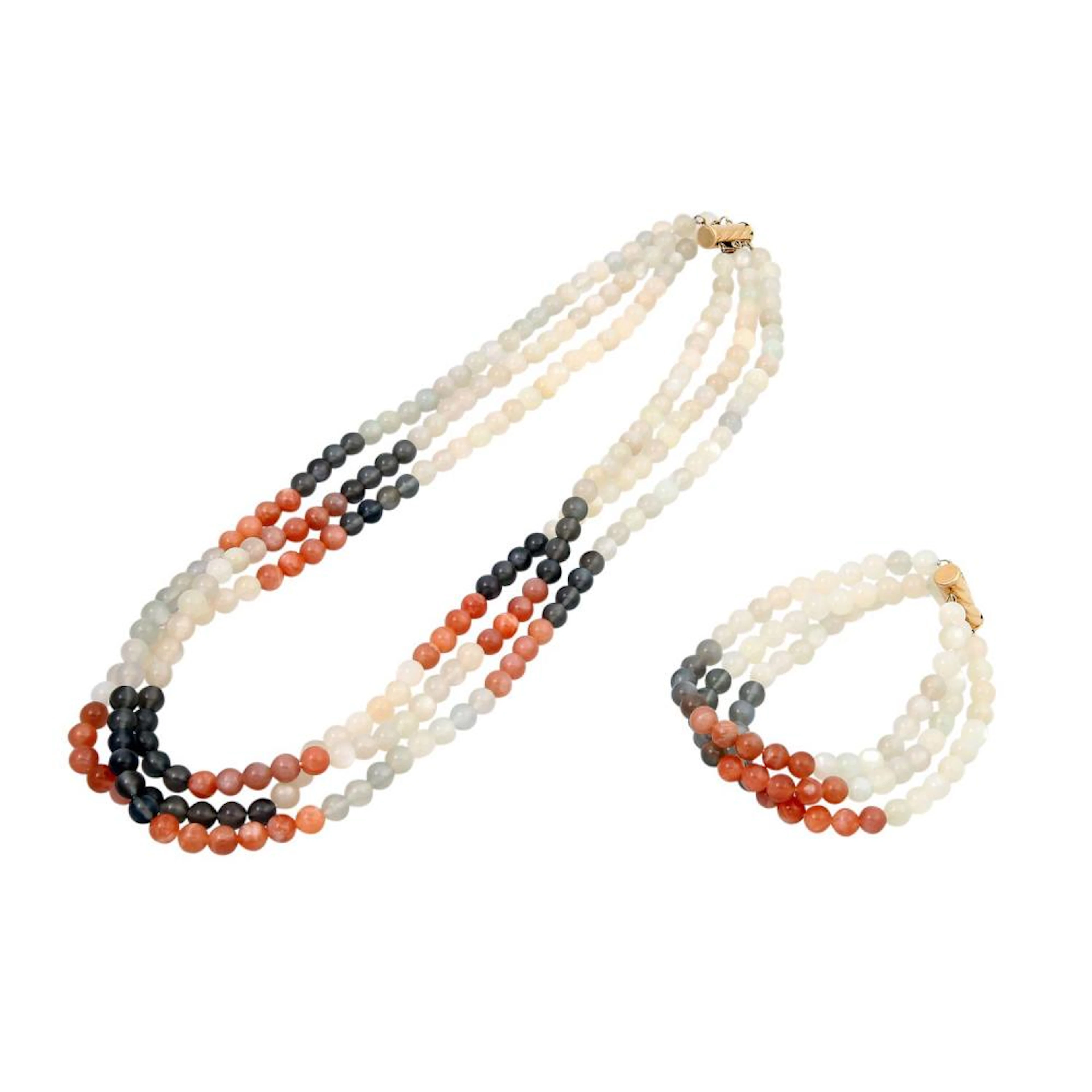 Set Collier und Armband aus Mondstein,