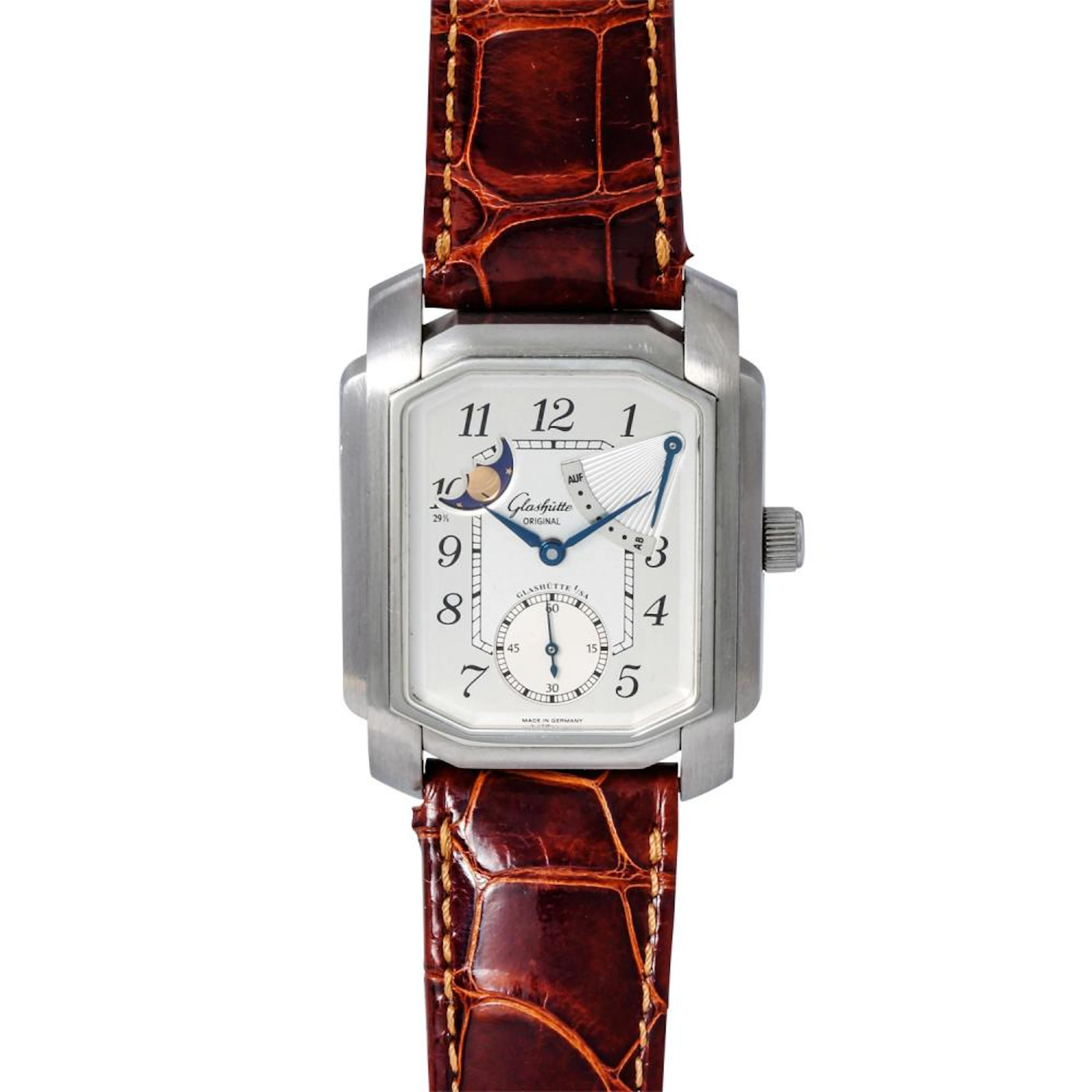 GLASHÜTTE ORIGINAL Karree 1845 Gangreserve und Mondphasen