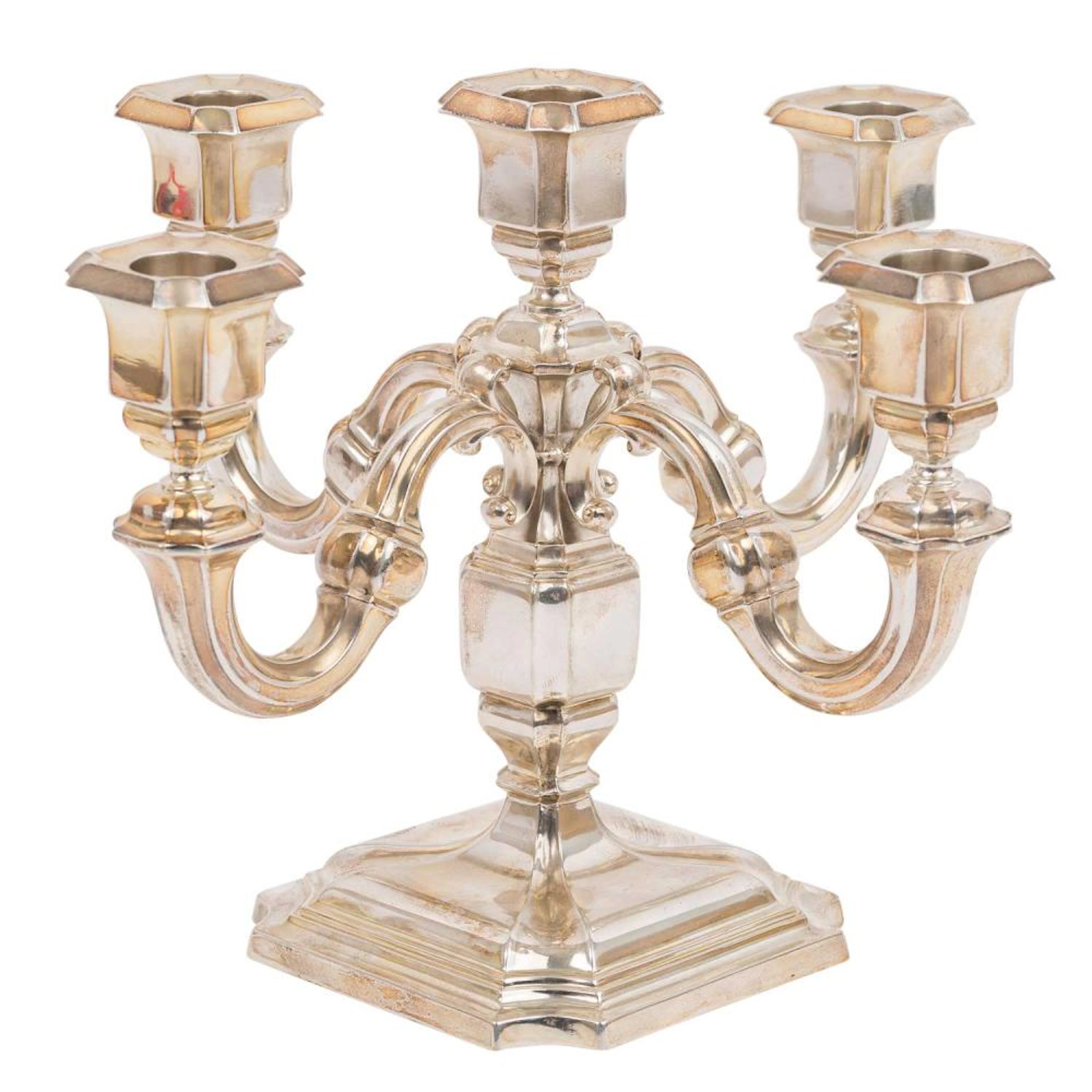 BRUCKMANN & SÖHNE "Silberleuchter im Barock-Stil" 835er Silber, 20.Jh.