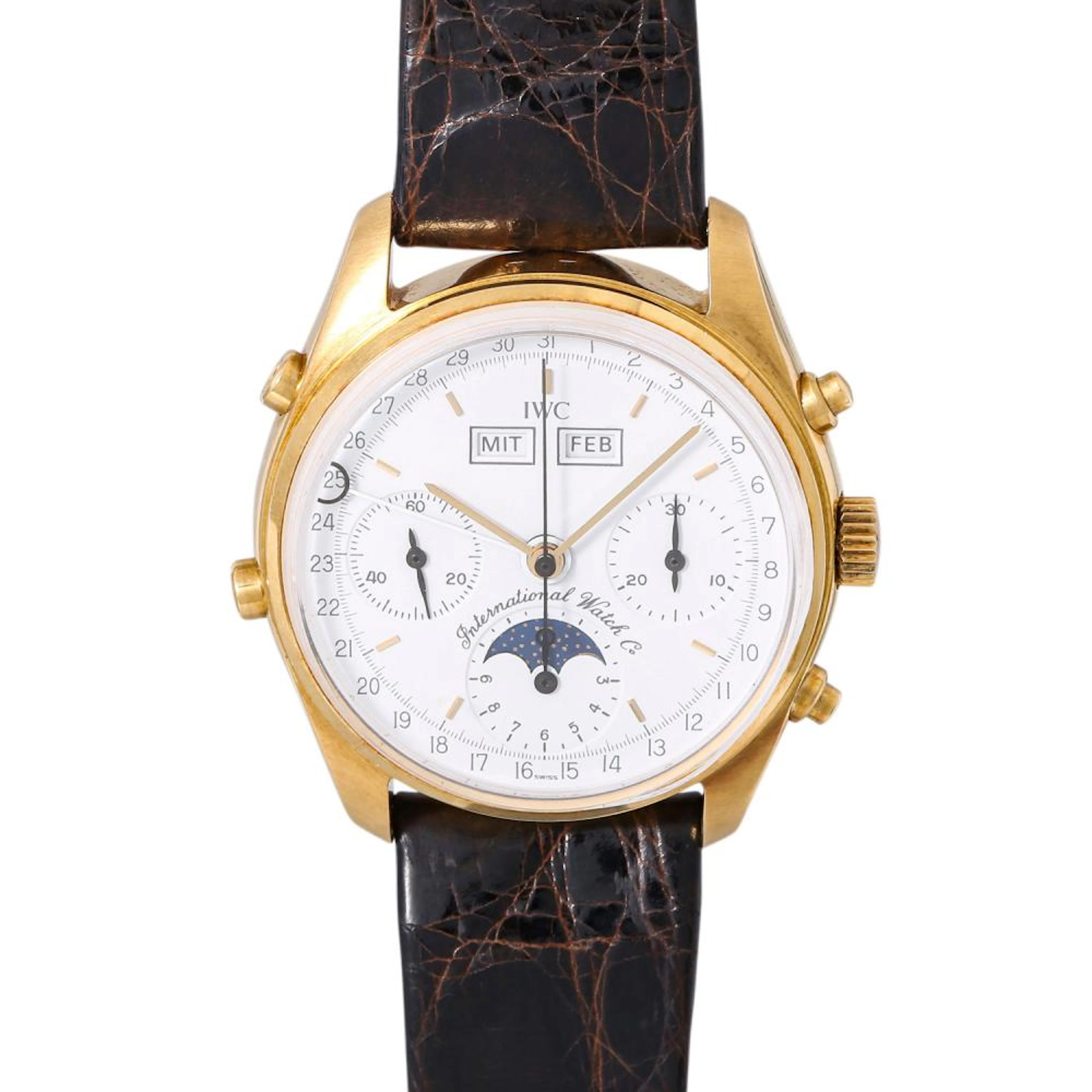 IWC sehr seltener Vollkalender Chronograph Vintage Herren Armbanduhr
