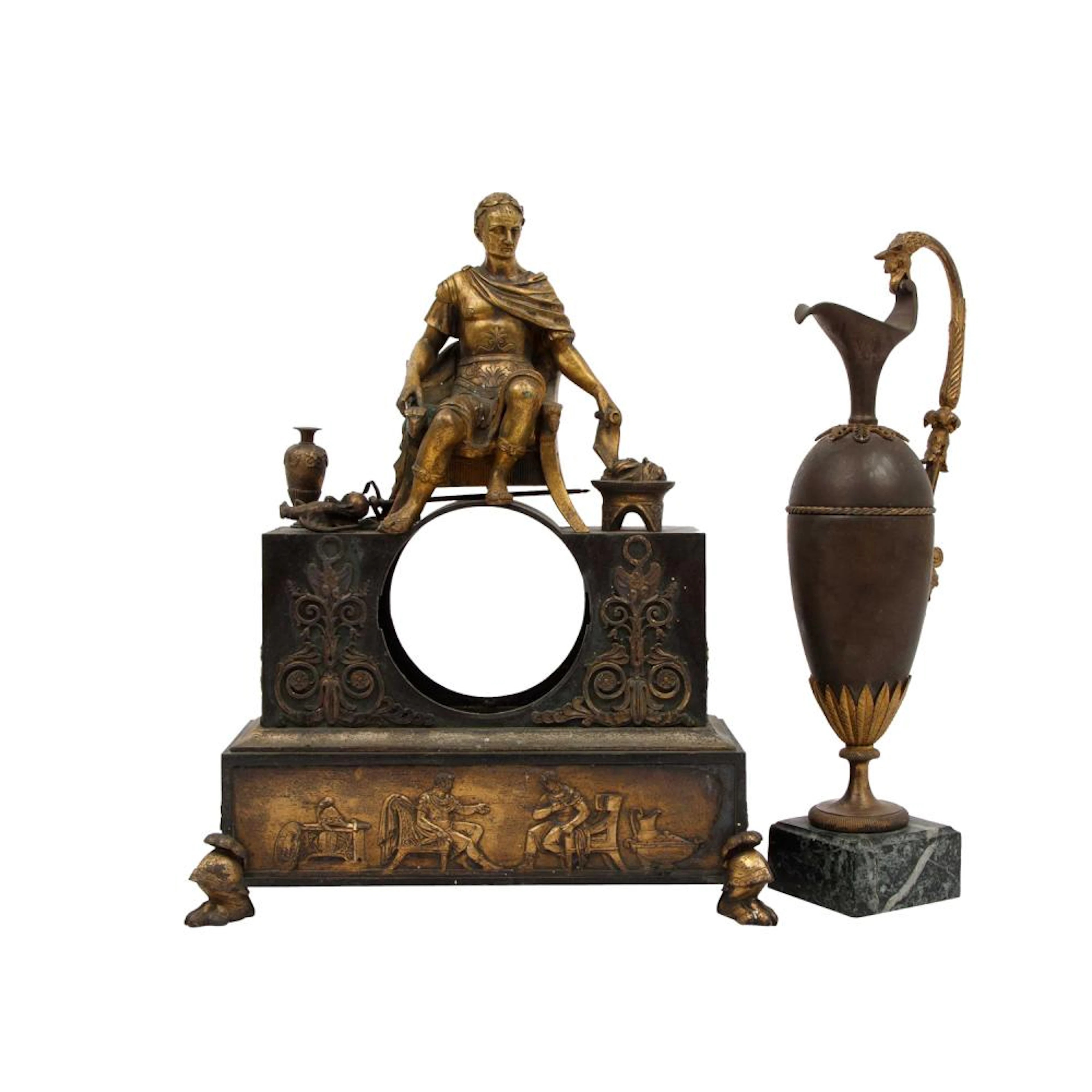 CLOCK CASE with side plate in Empire style, 19th/20th c.,