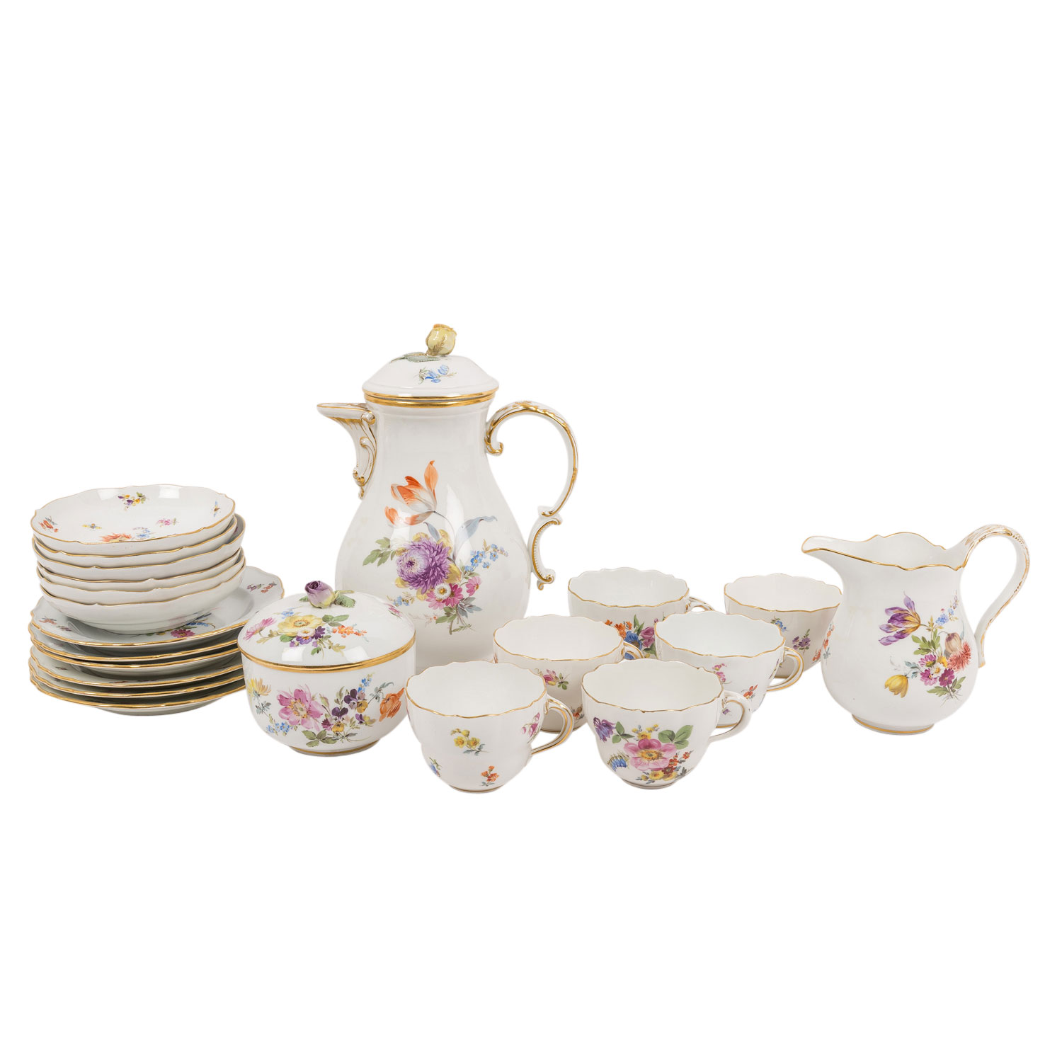 MEISSEN Kaffeeservice "Blumen- Und Insekten" 1860-1924 | Barnebys