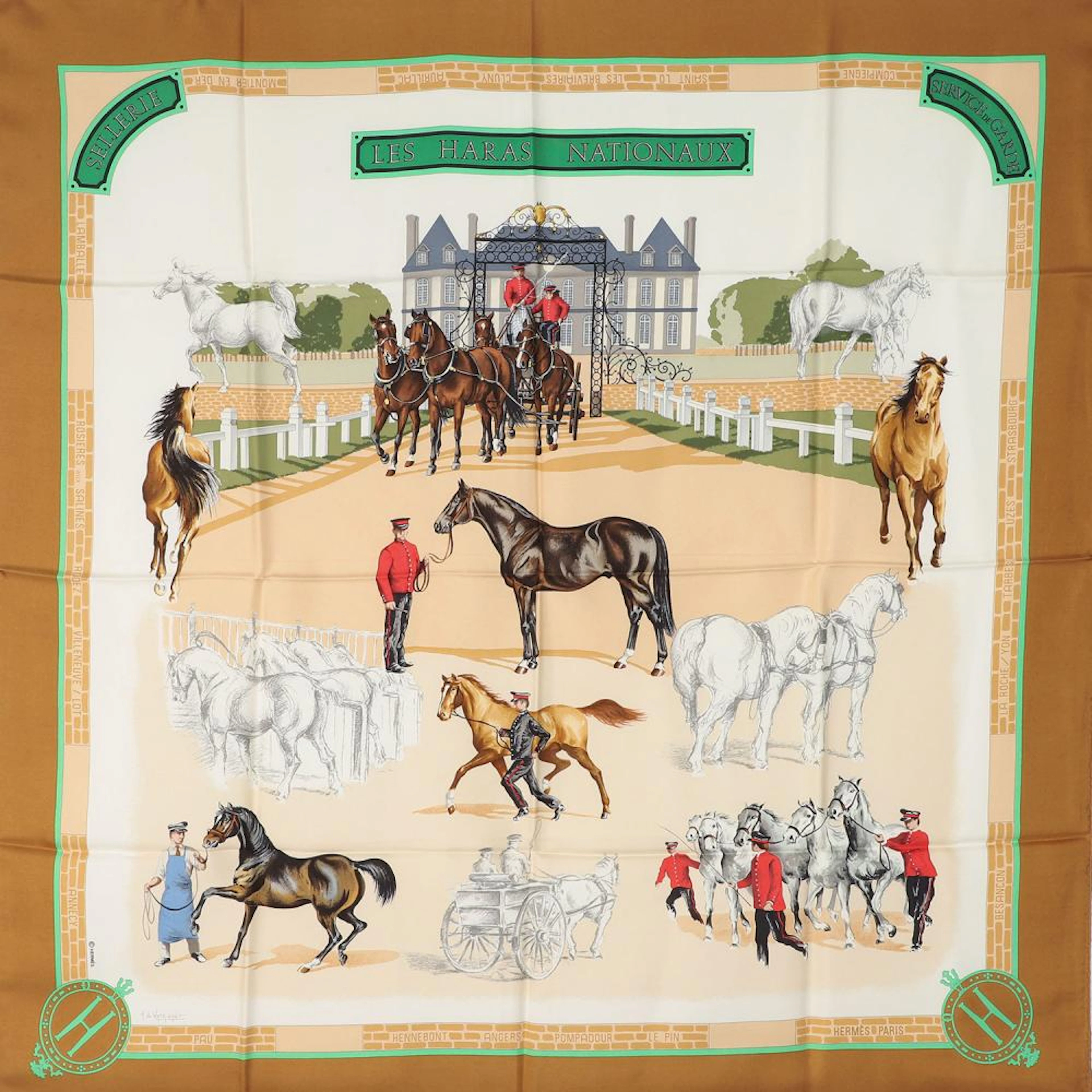 HERMÈS Seidencarré "LES HARAS NATIONAUX",