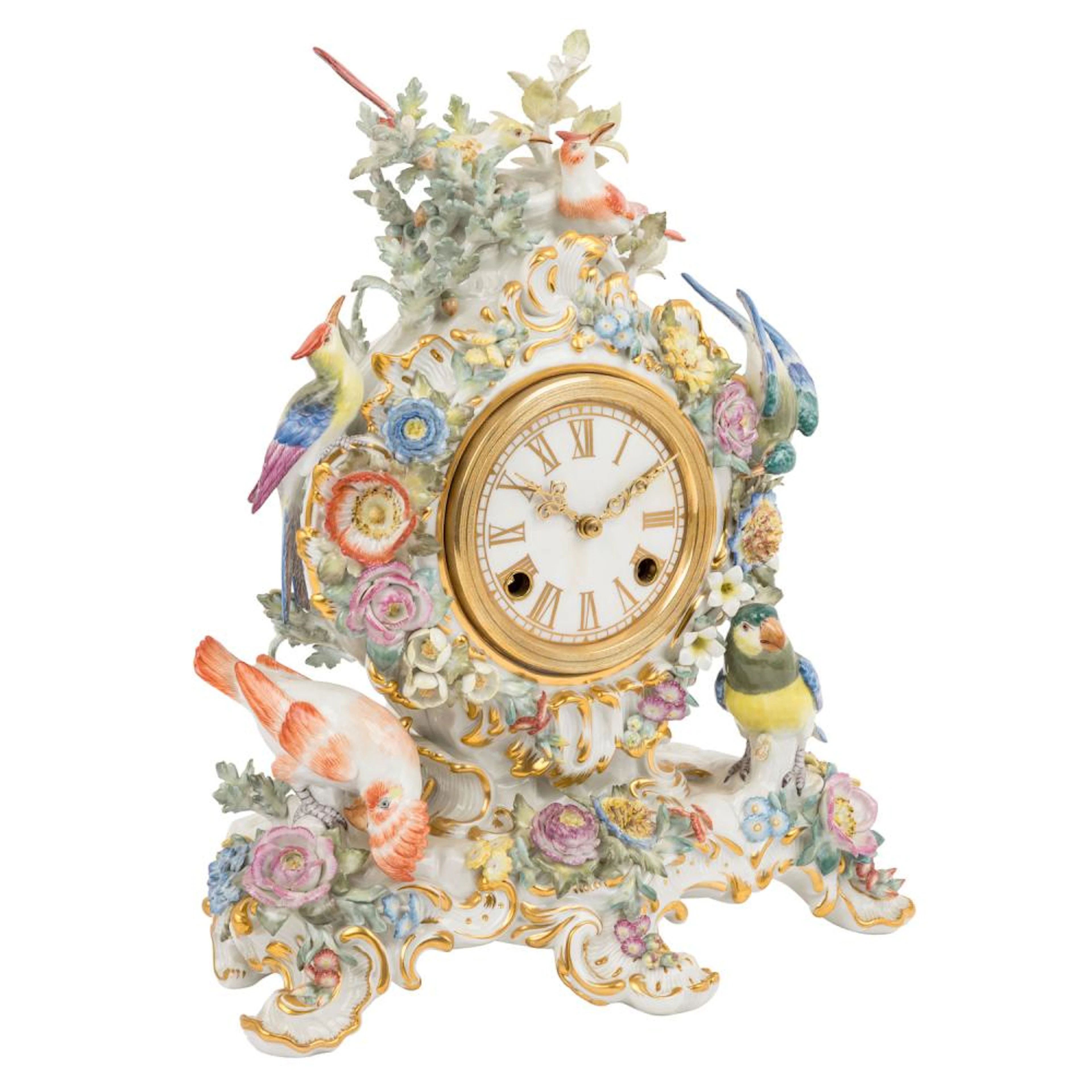 MEISSEN "Small mantel clock with birds", 20.c.