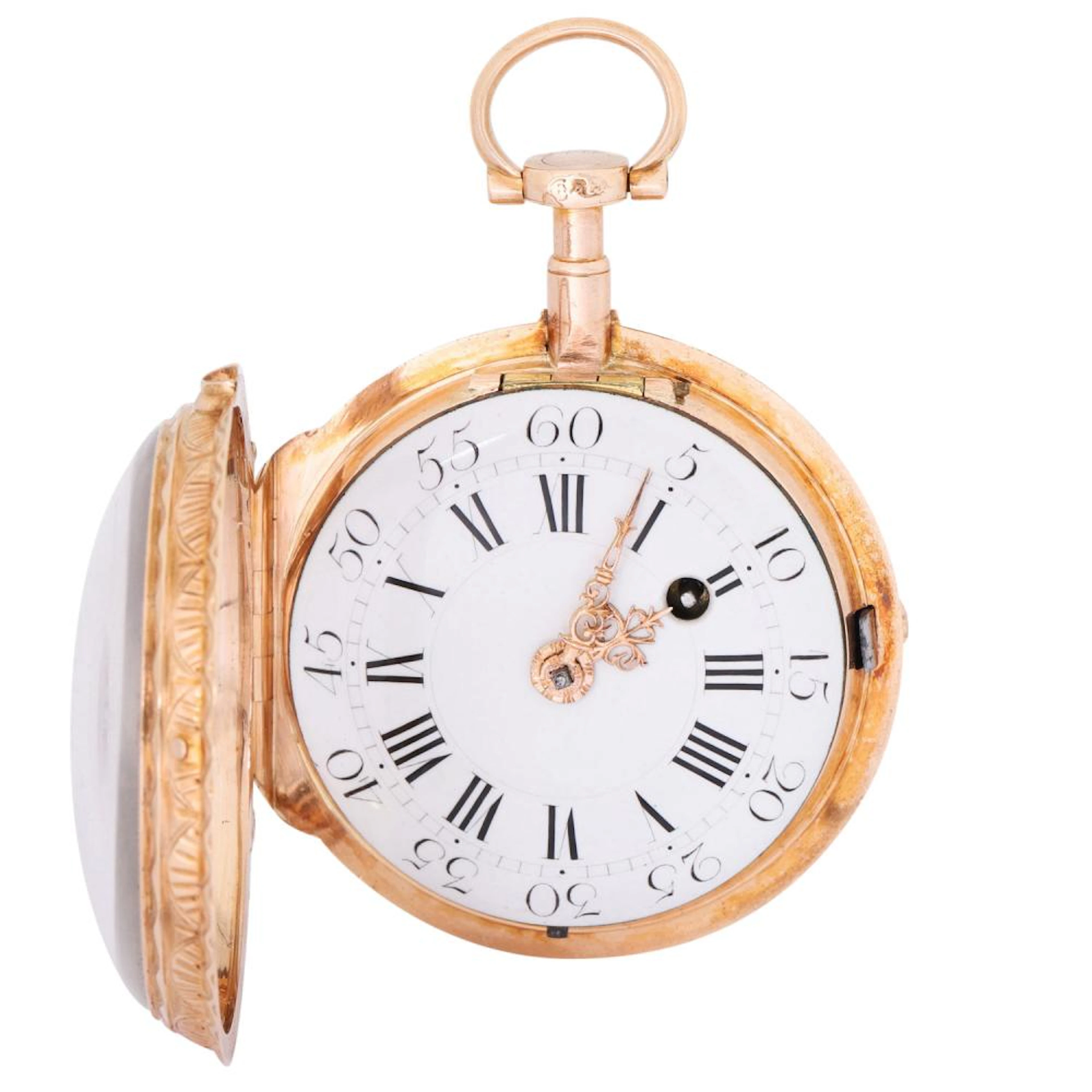 POUCHIN AAËN antique open spindle pocket watch ca. 1780-1800.