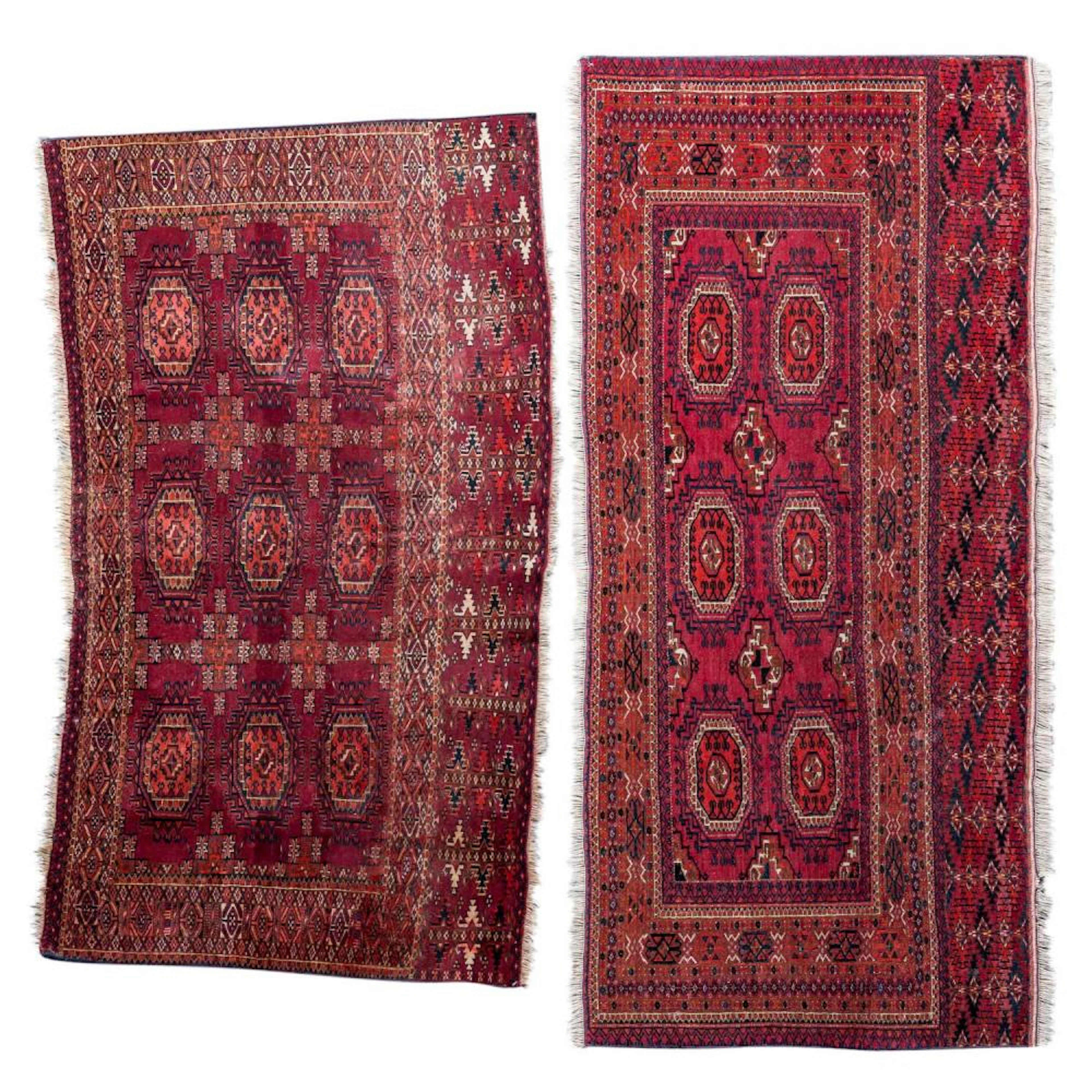 2 landscape TURKMENEN knotwork (knotted bag fronts):