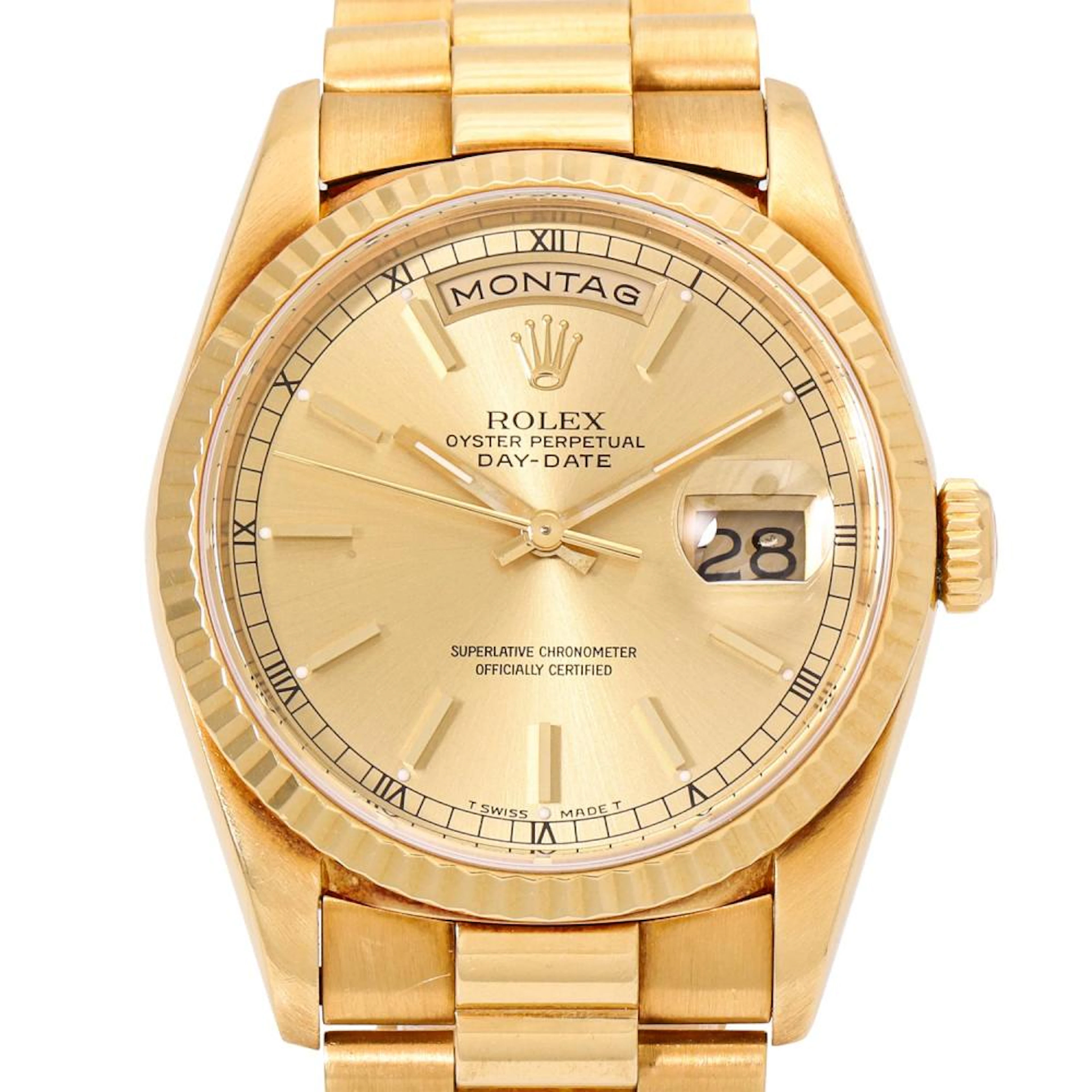 ROLEX Neo-Vintage Day-Date "Champagne", ref. 18238. wristwatch from 1995.