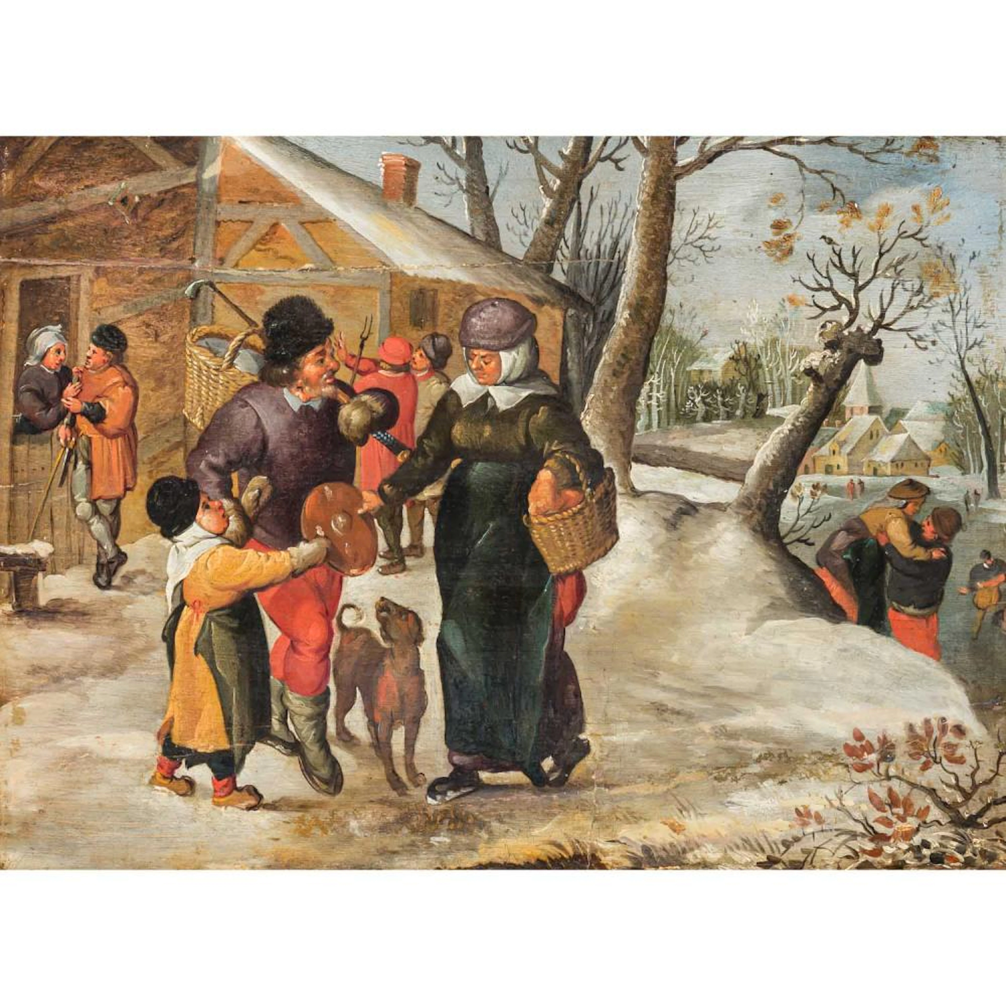 Successor of PIETER II BRUEGHEL (c.1564-1637/38) "Scene in a village in winter".