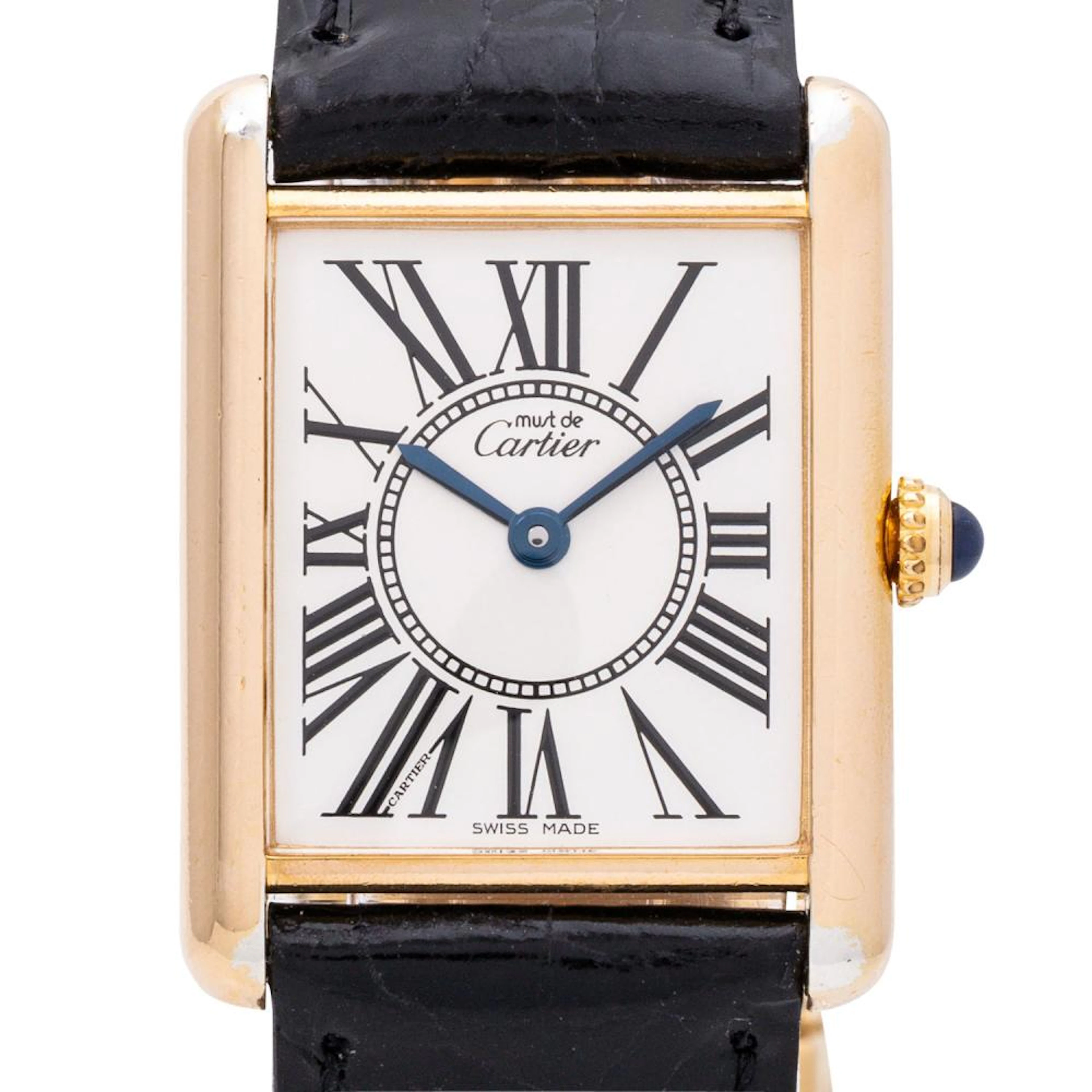 CARTIER Neo-Vintage Tank "Opaline" wristwatch; Ref. 1615. from 1997.