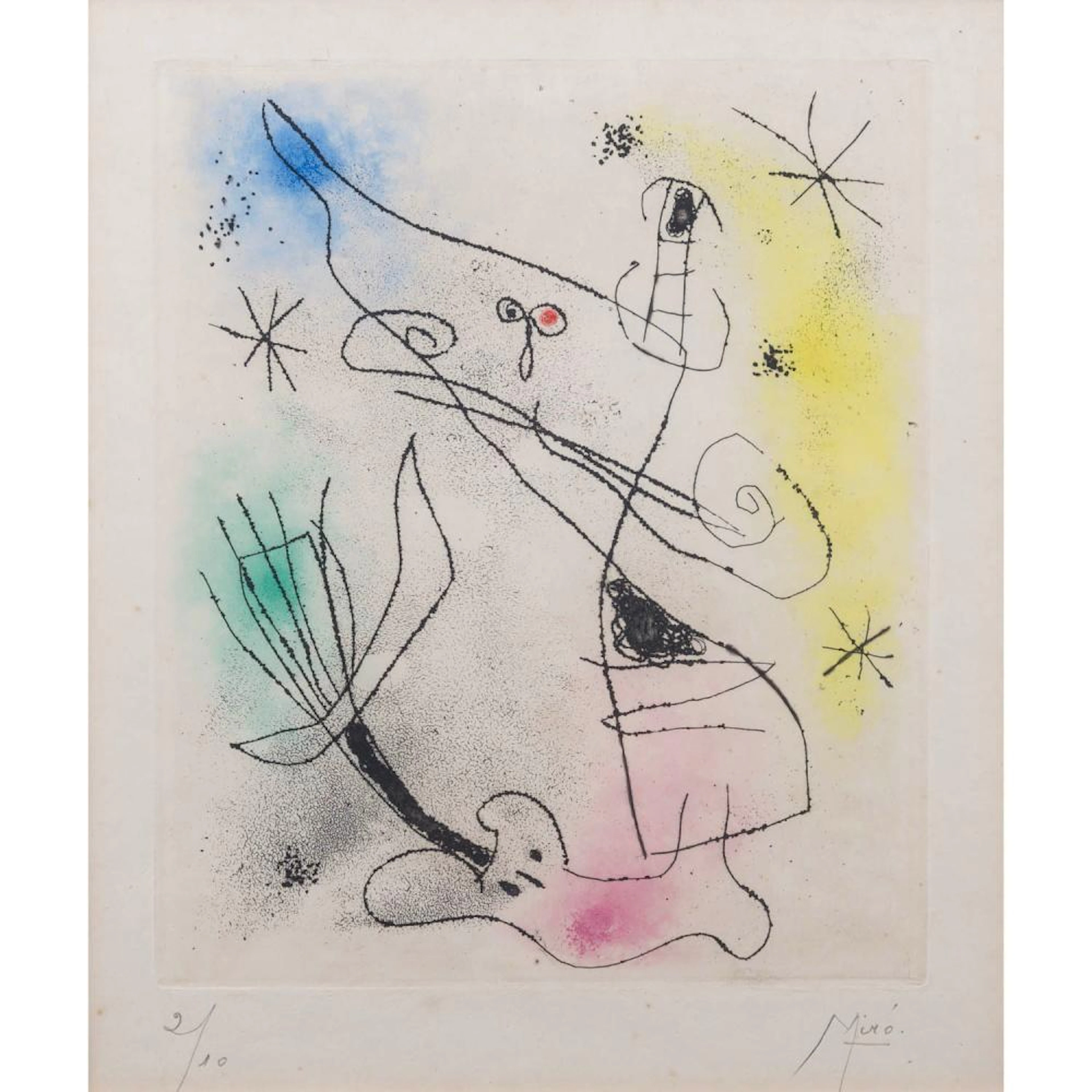 MIRÒ, JOAN (1893-1983) "Feuilles éparses" 1965