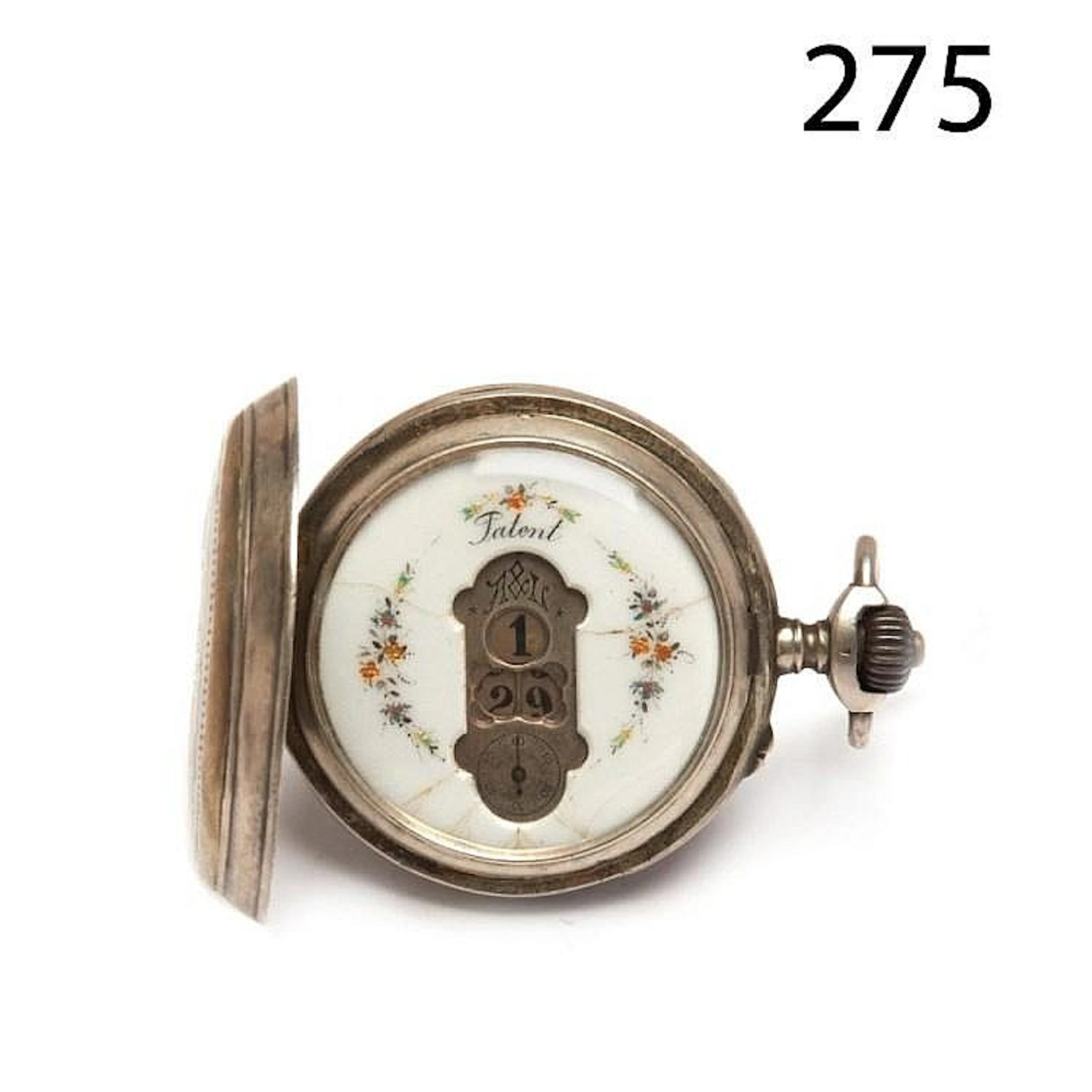 Silver, porcelain and enamel Patent pocket watch