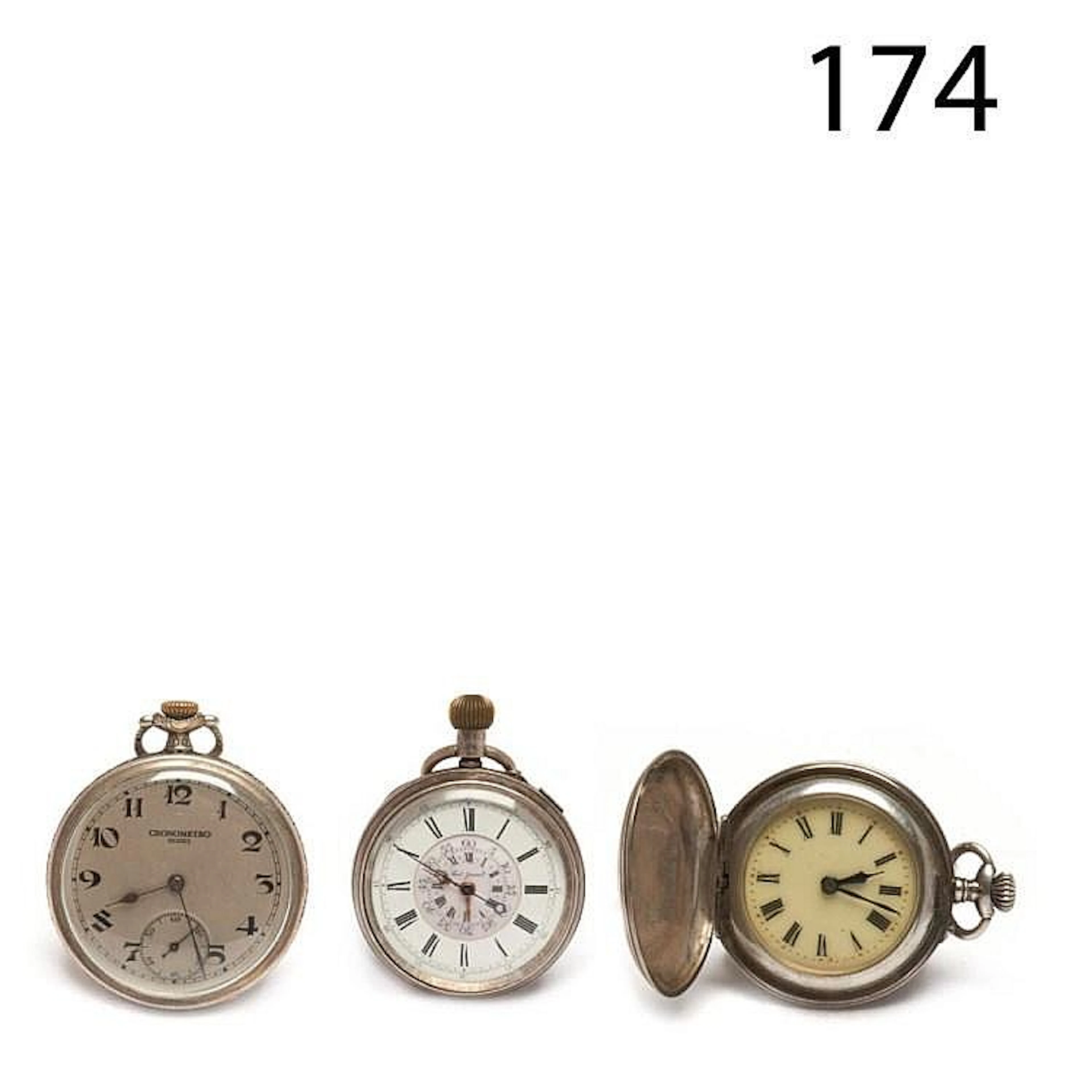 Silver Paul Jeannot and Cronómetro Suiezo pocket watch and pendant watch