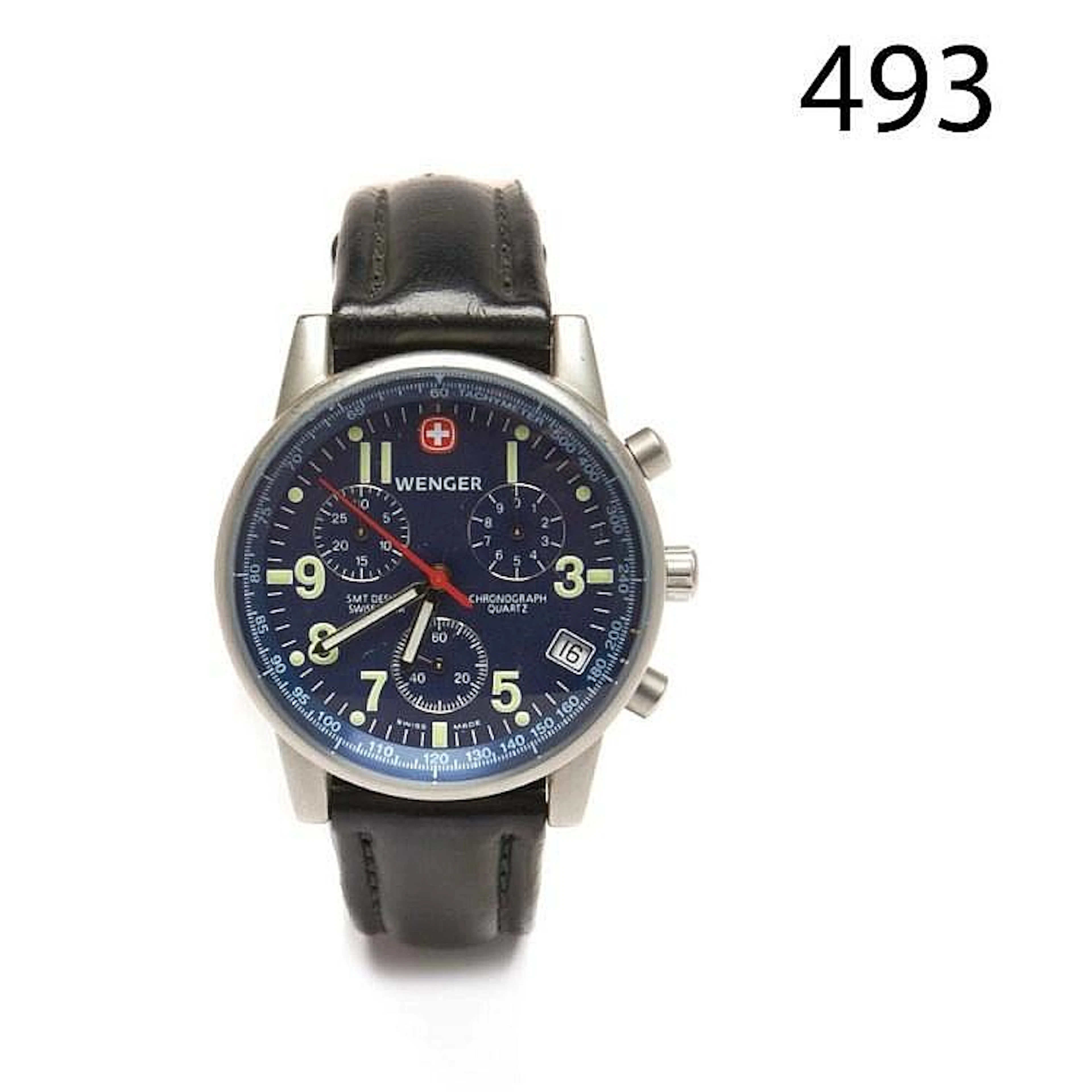 Steel and leather Wenger wristwatch