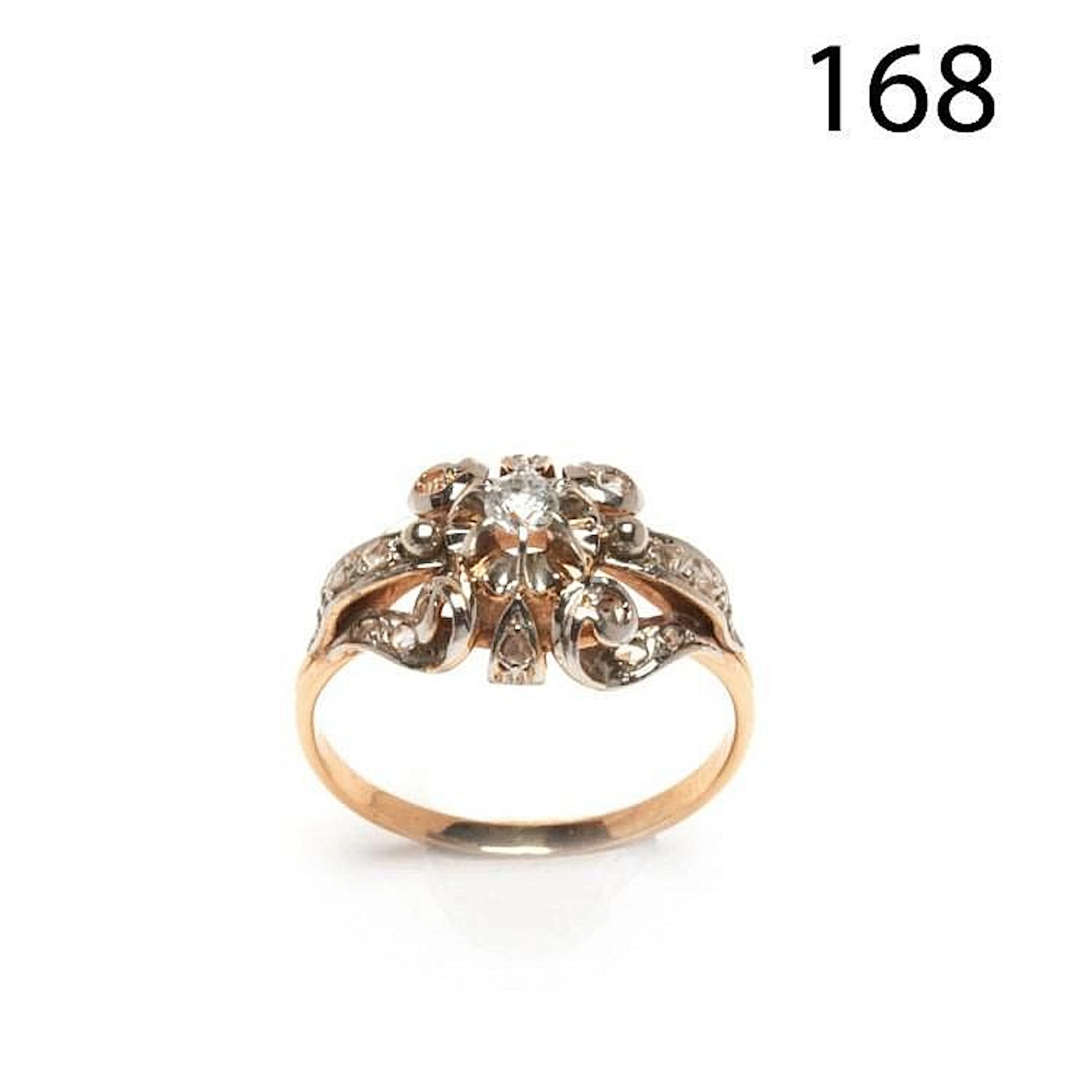Gold, platinum and diamond ring