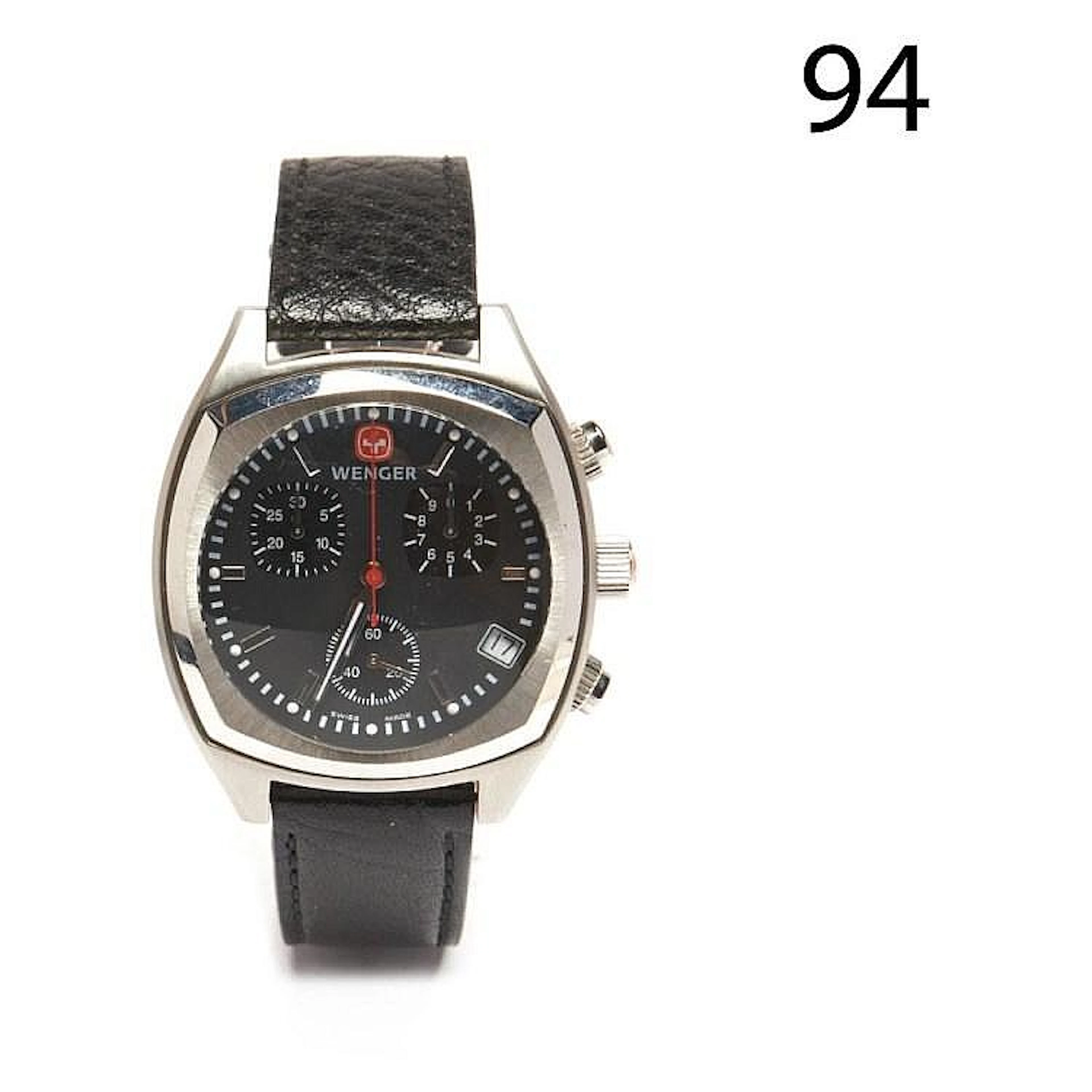 Steel and leather Wenger wristwatch