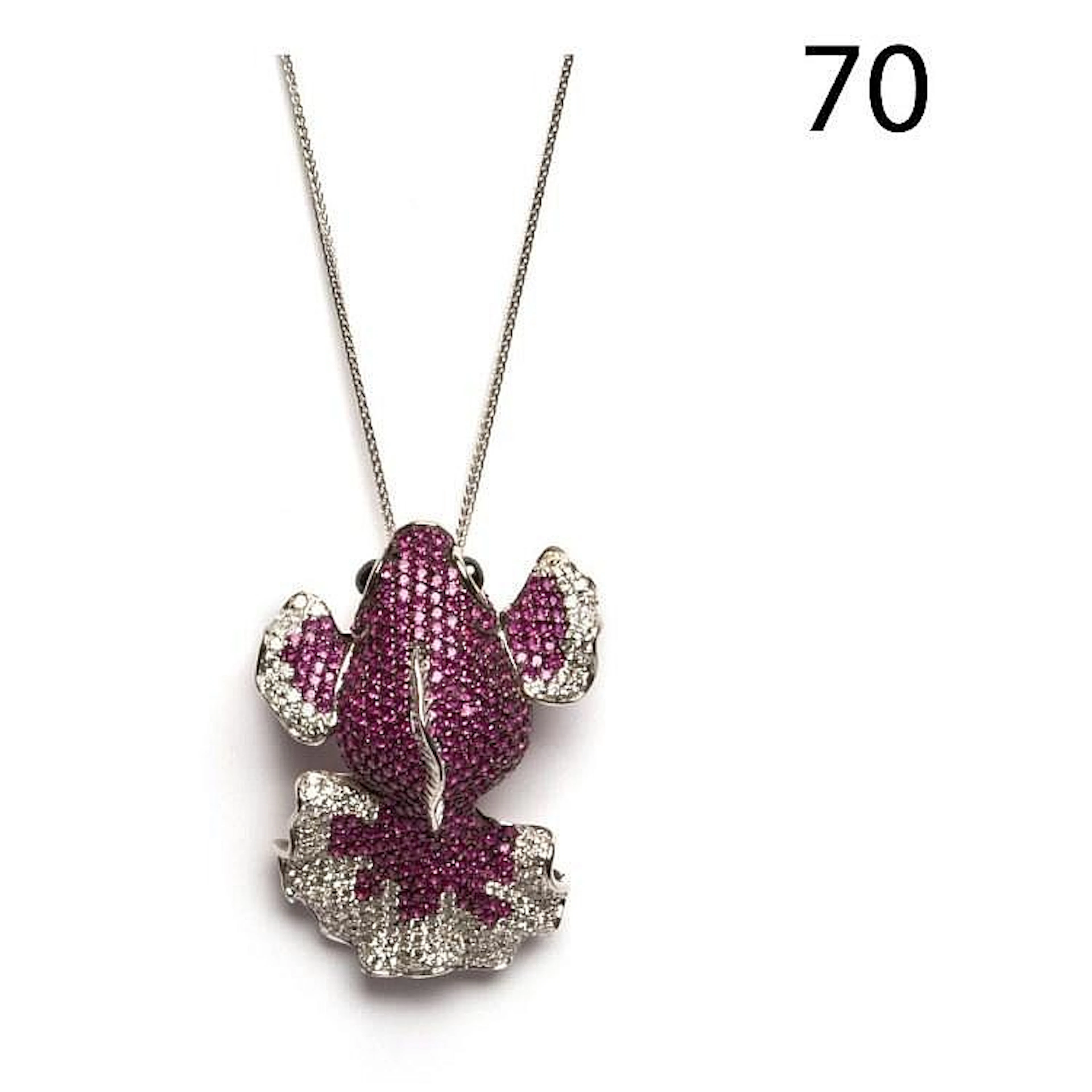 Silver, zircons, rubies and onyx pendant