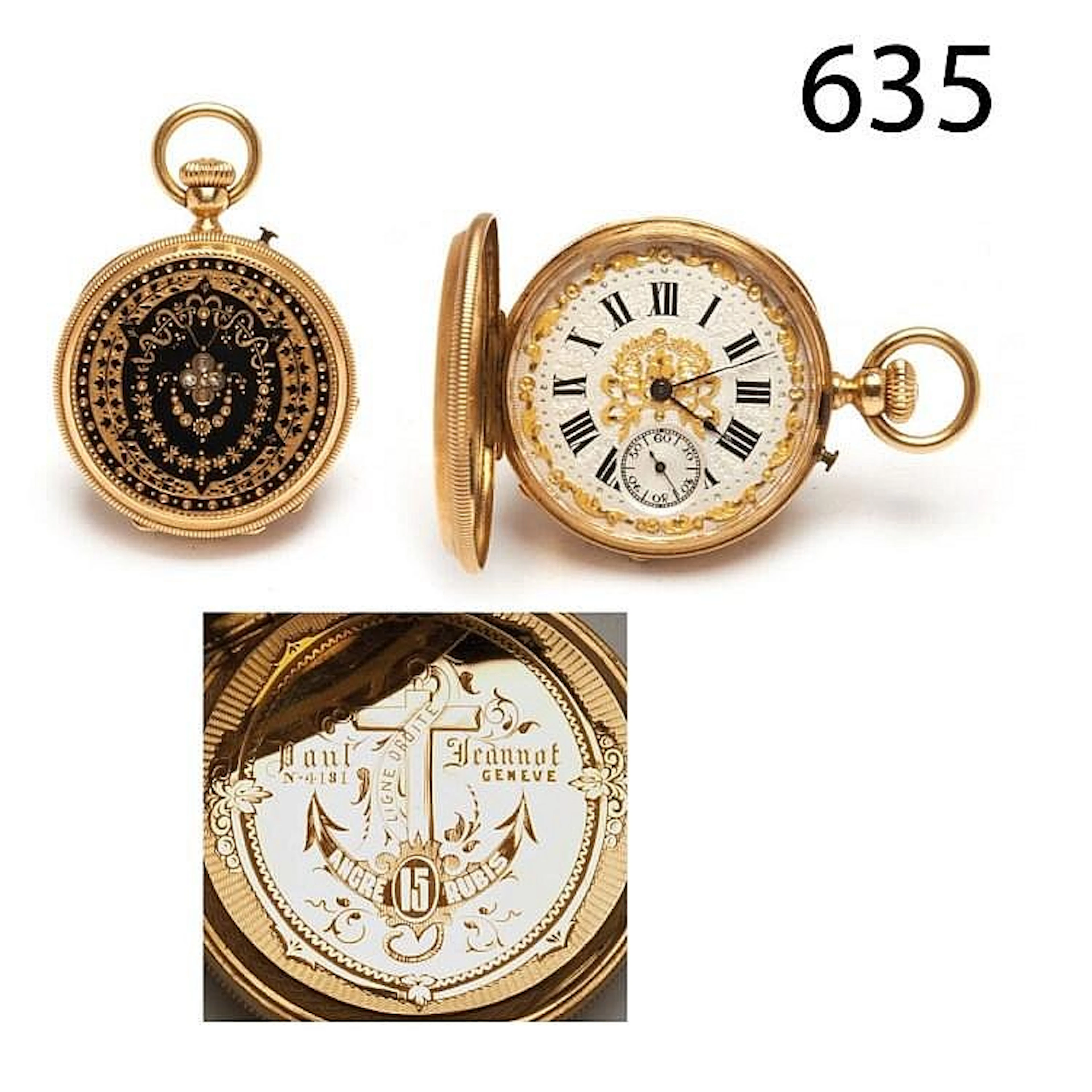 Gold, enamel and diamonds Paul Jeannot wristwatch 19th century