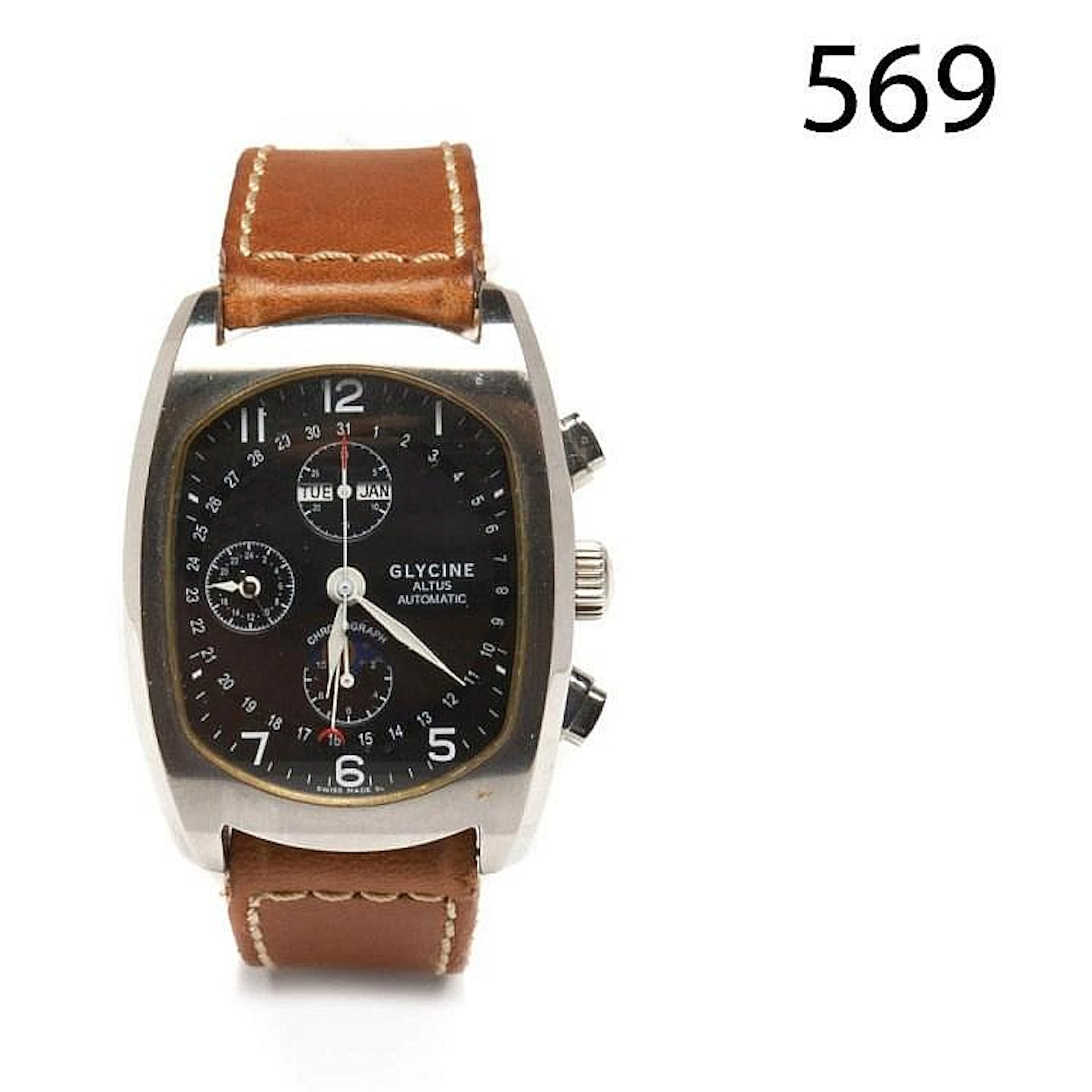 Steel and leather Glycine Altus wristwatch