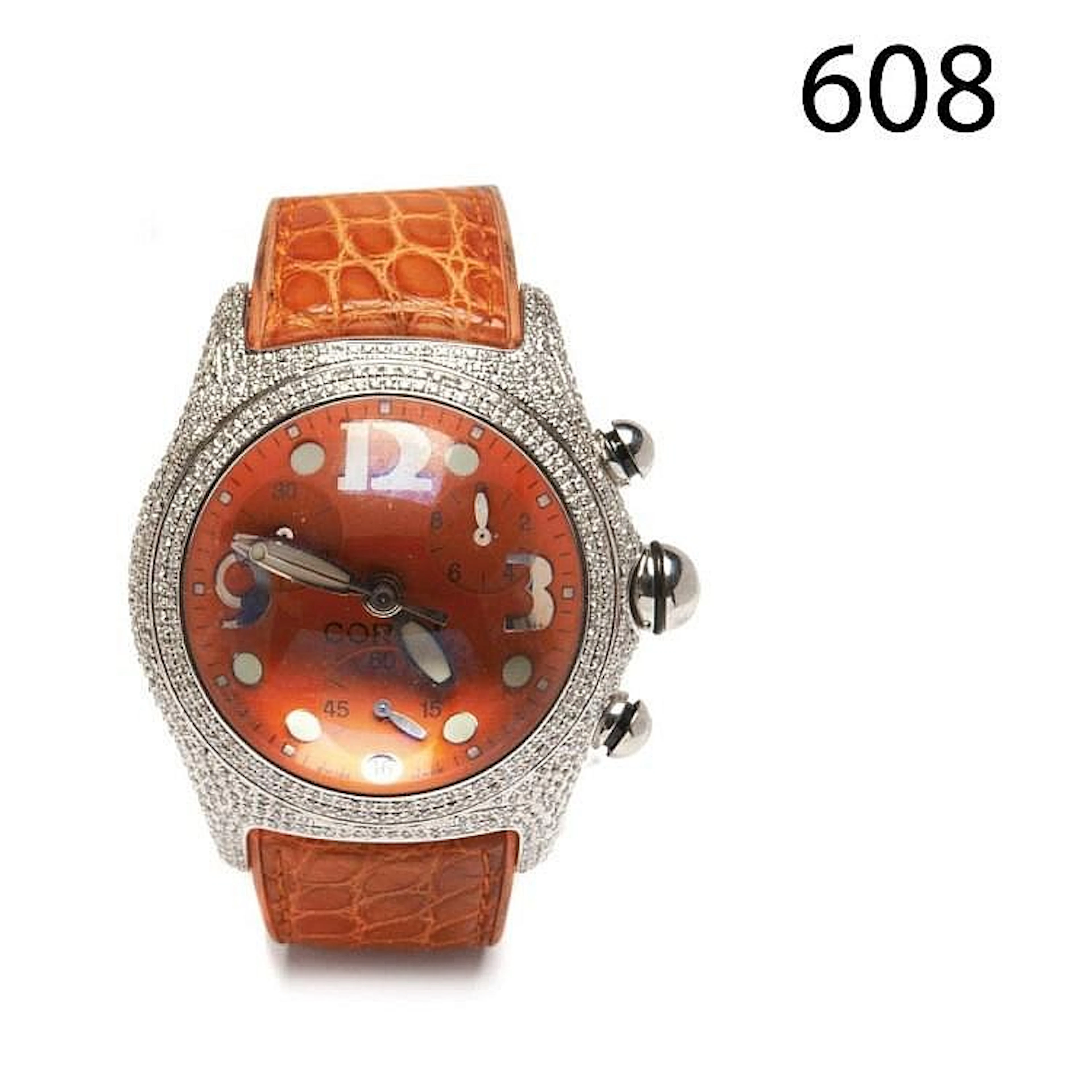 Steel, diamonds and leather Corum Boutique wristwatch