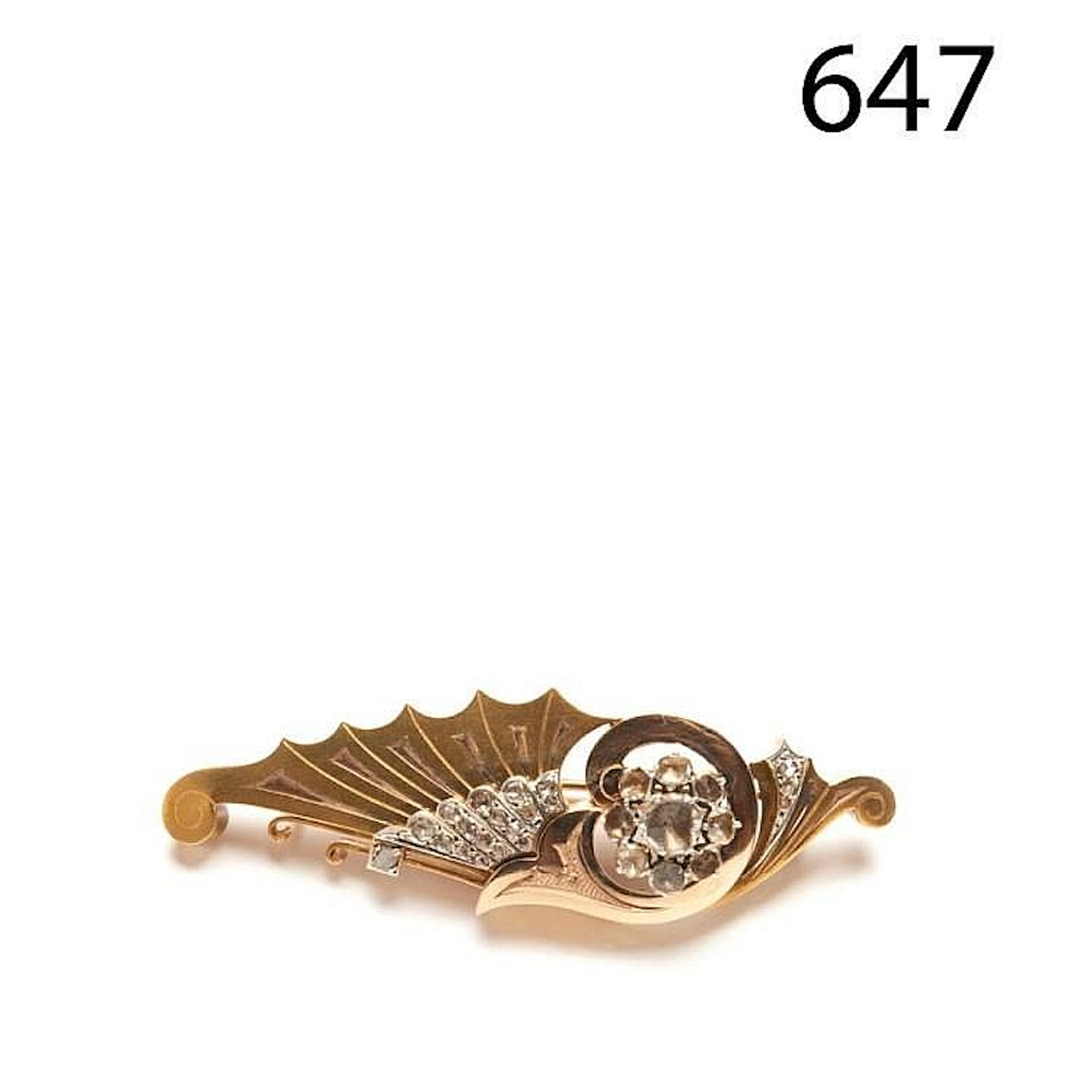 Gold and diamodns needle brooch 19th century