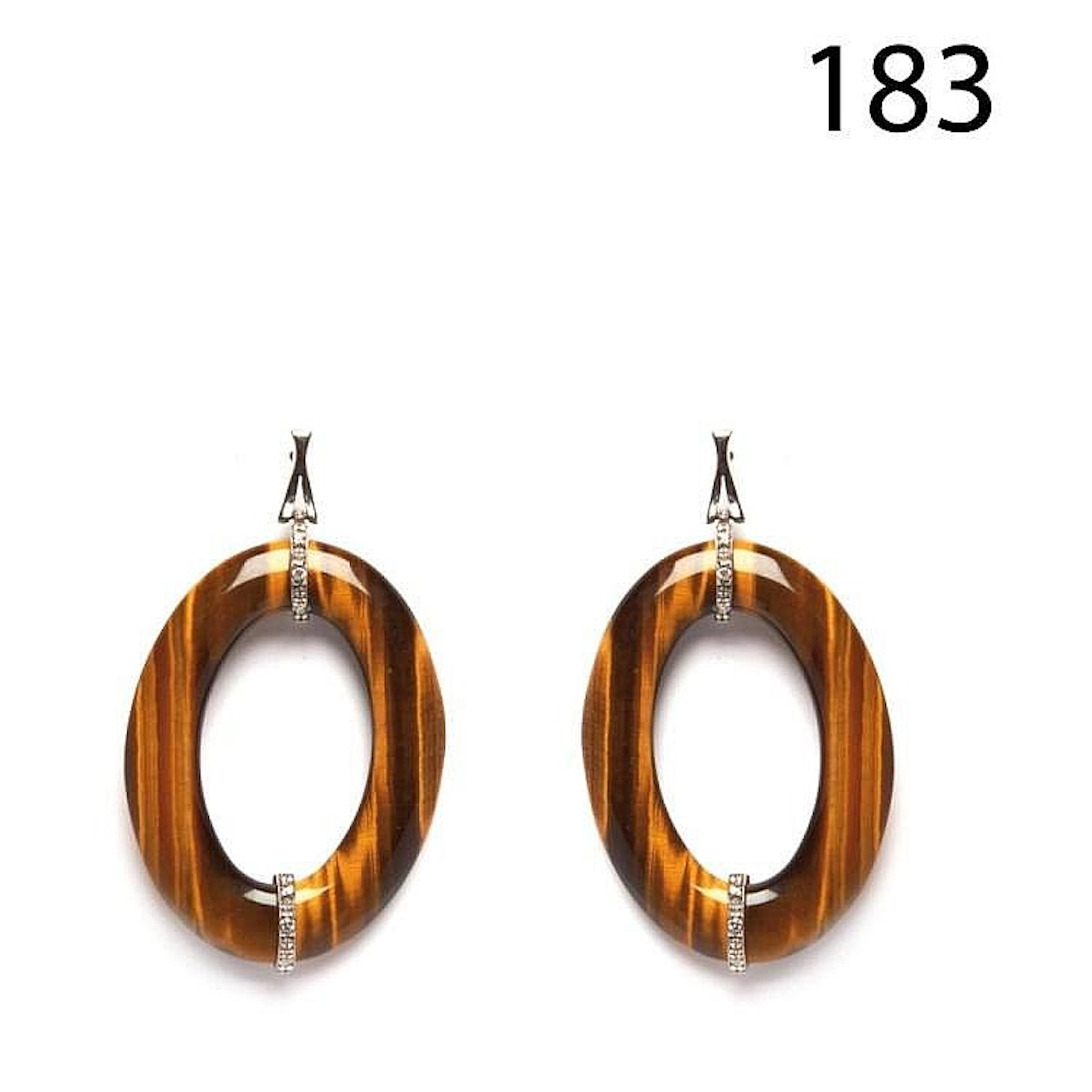 White gold, diamonds and tiger eye earrings