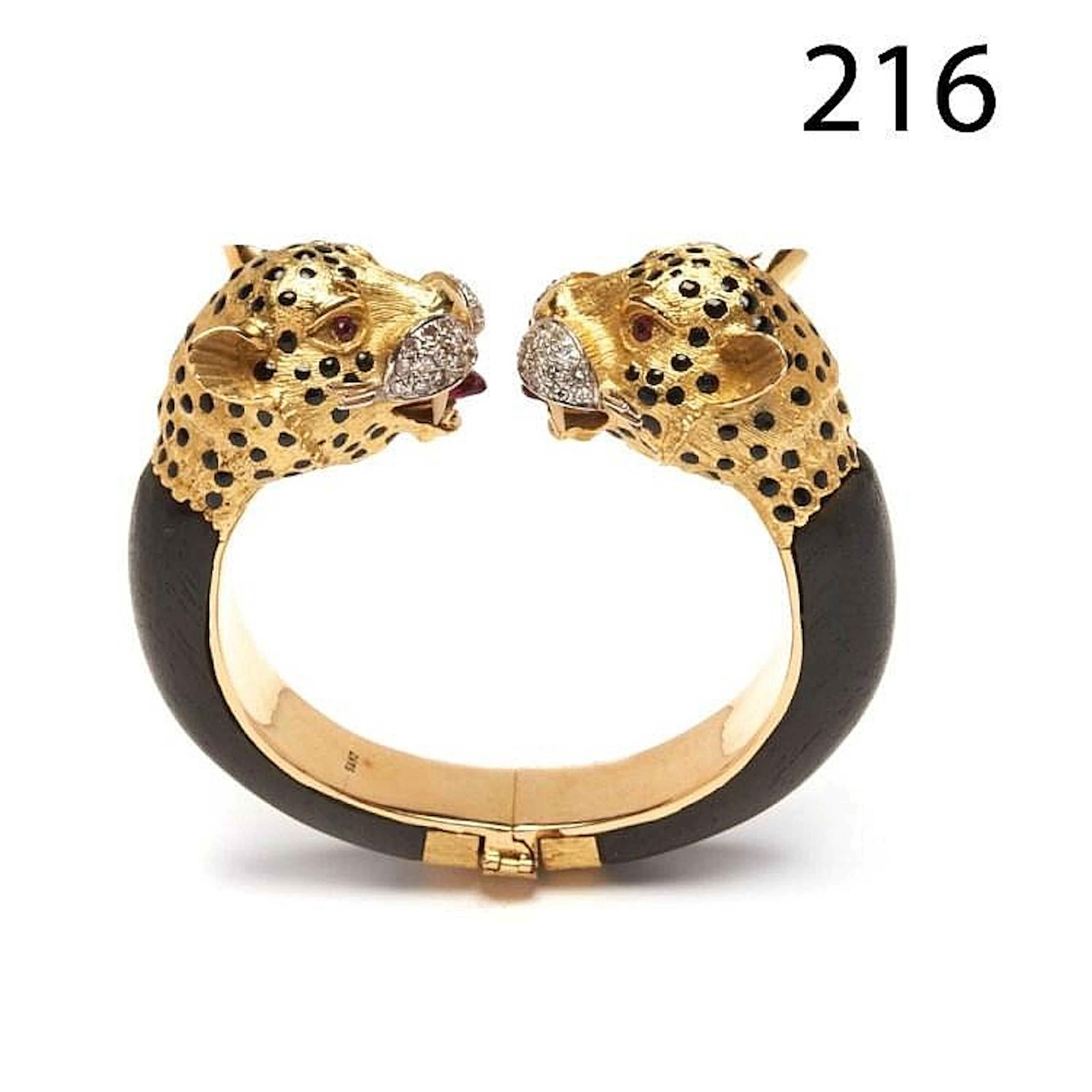 Gold , ebony, enamel, diamonds and rubies bracelet