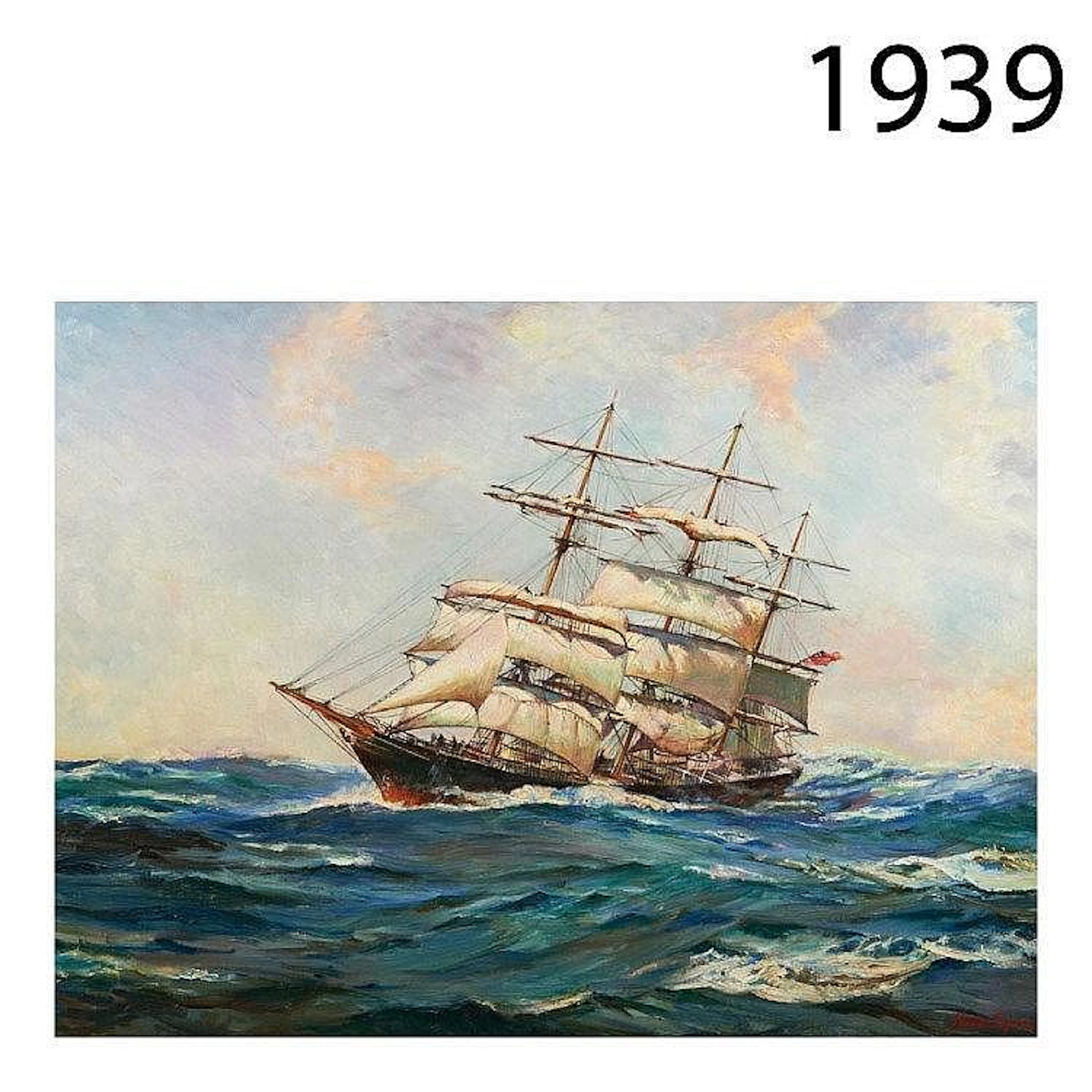 Ship. Oil on canvas.