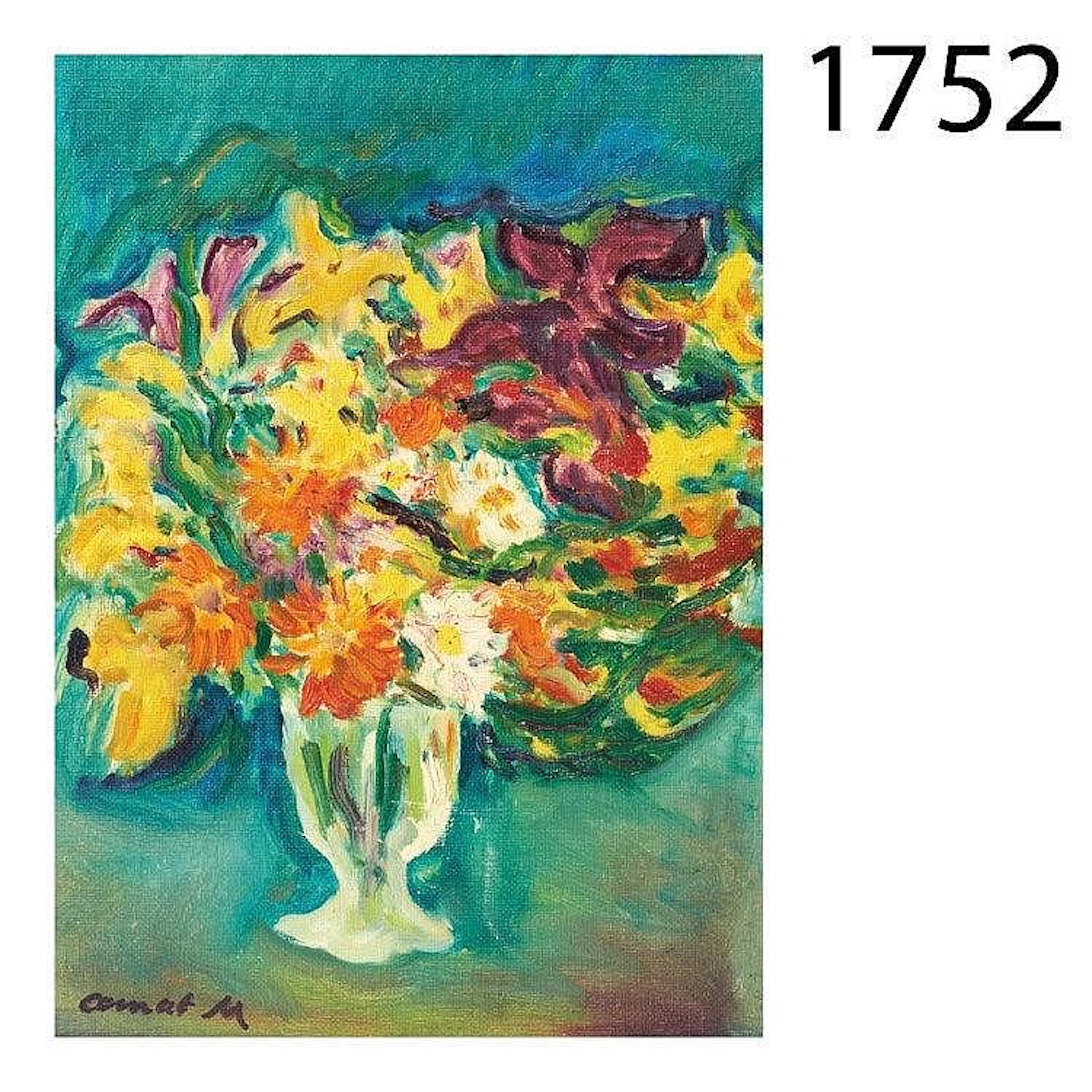 Flower vase. Oil on panel.