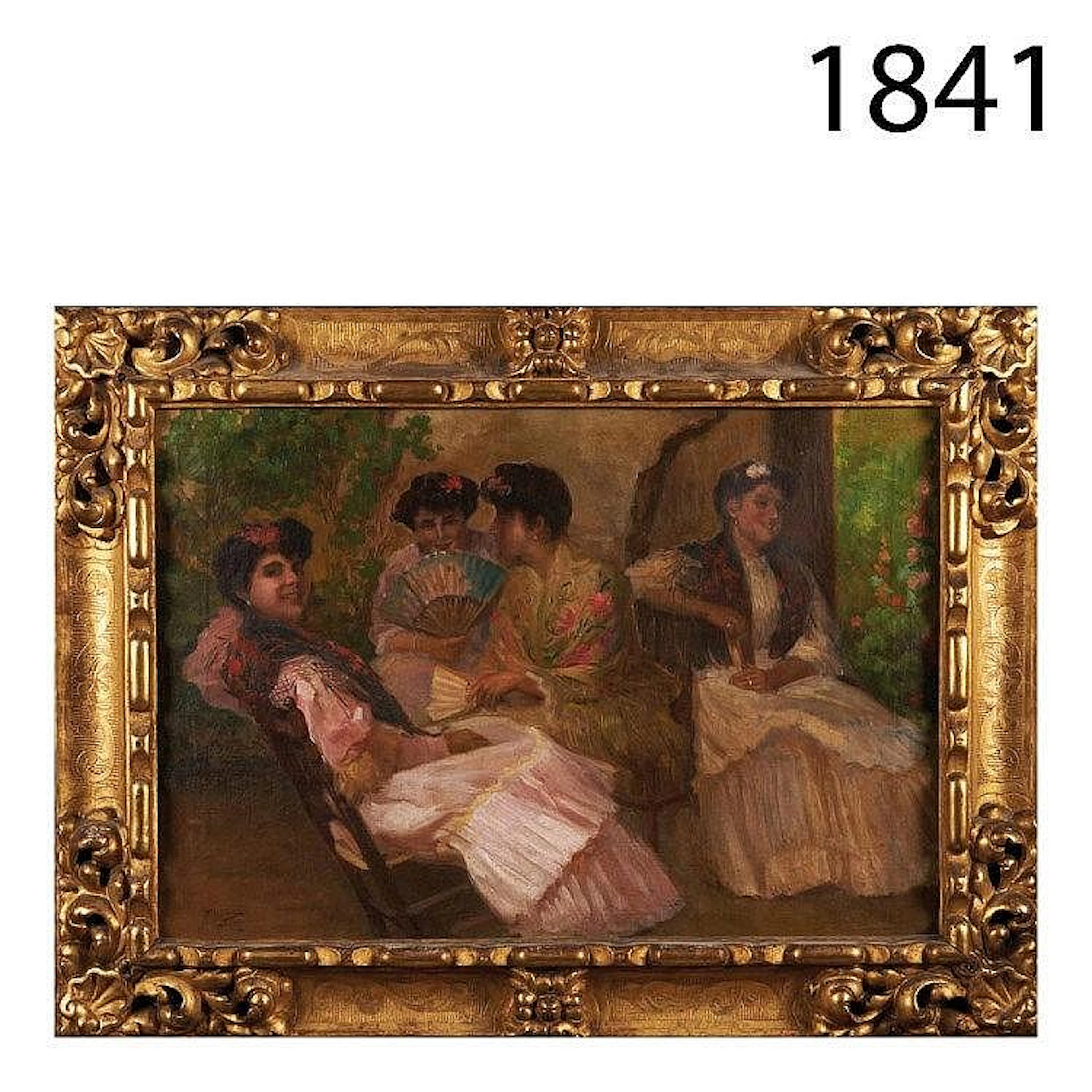Ladies in the courtyard. Oil on canvas.