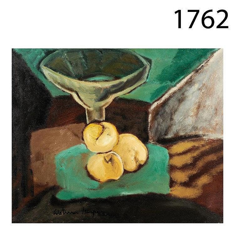 Three apples. Oil on canvas.