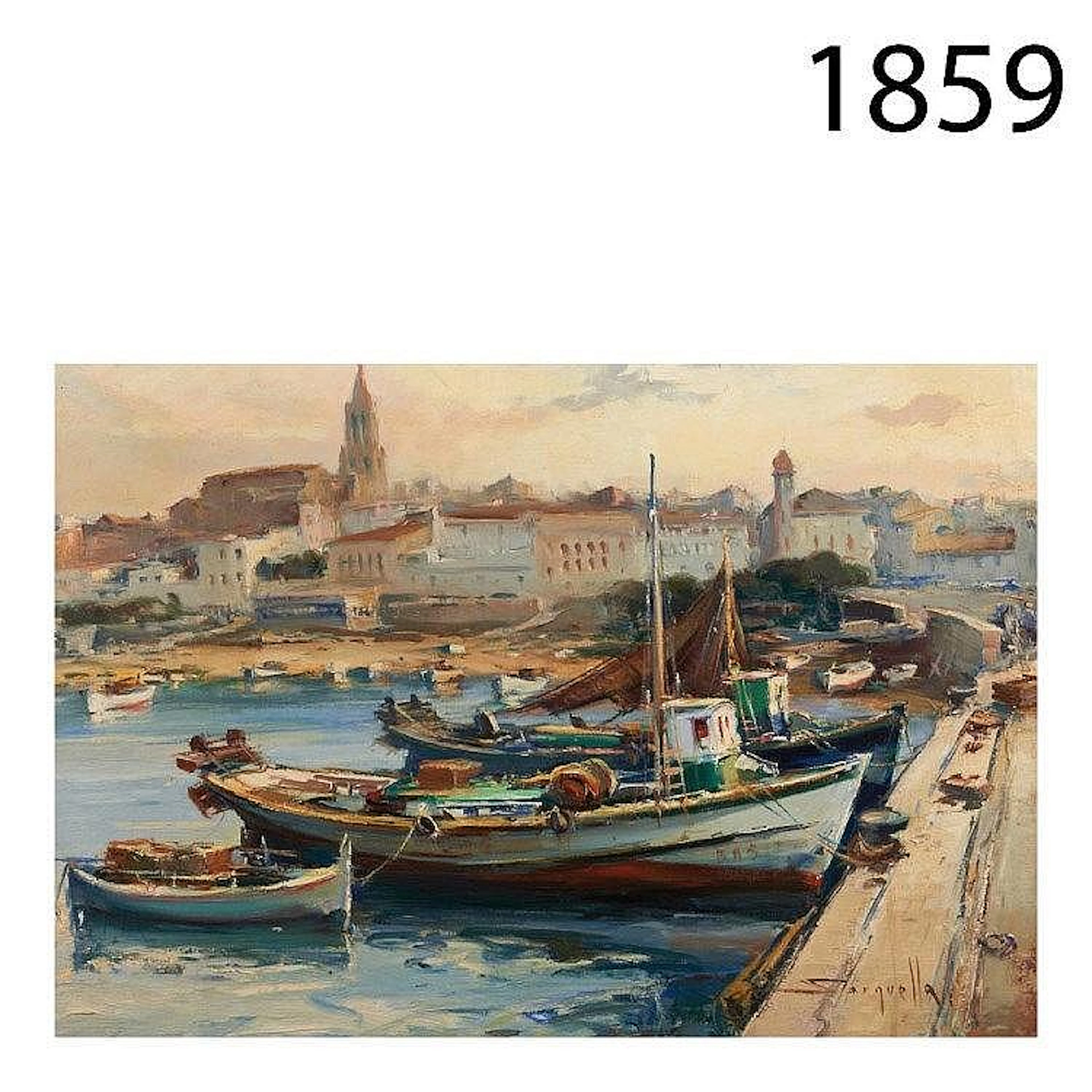 Coastal village. Oil on canvas.