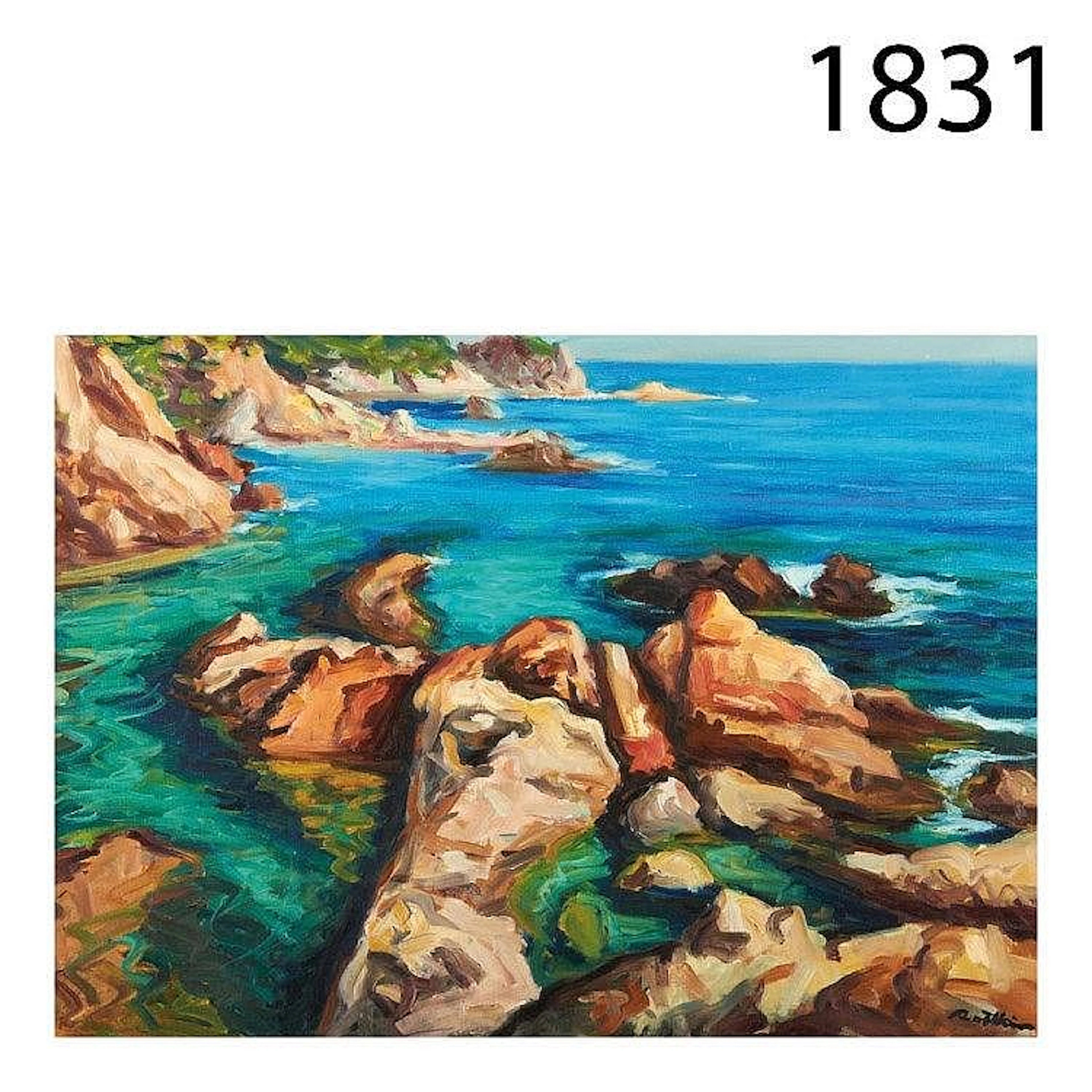 Spanish school, XX century. Coastal landscape. Oil on canvas.