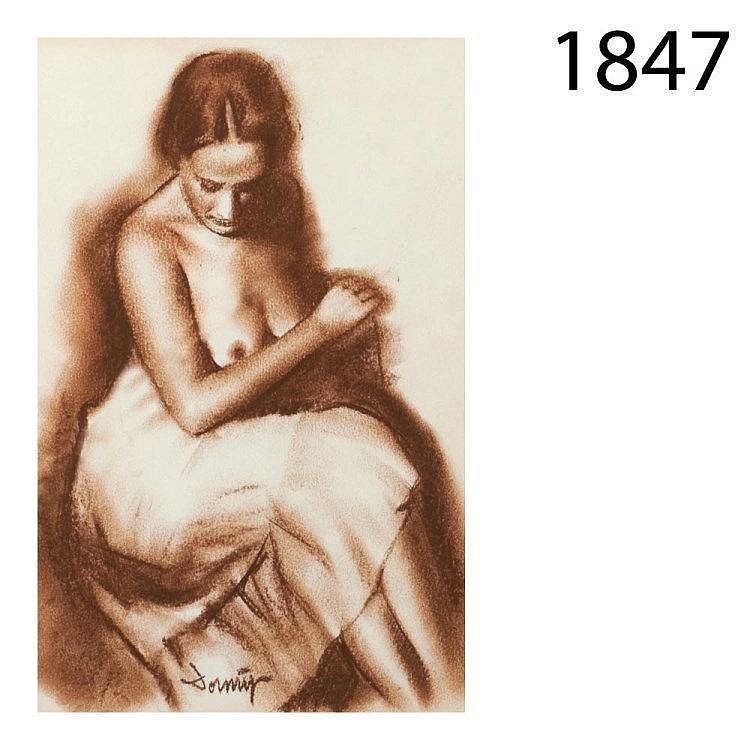 Half naked lady. Sanguine on paper.