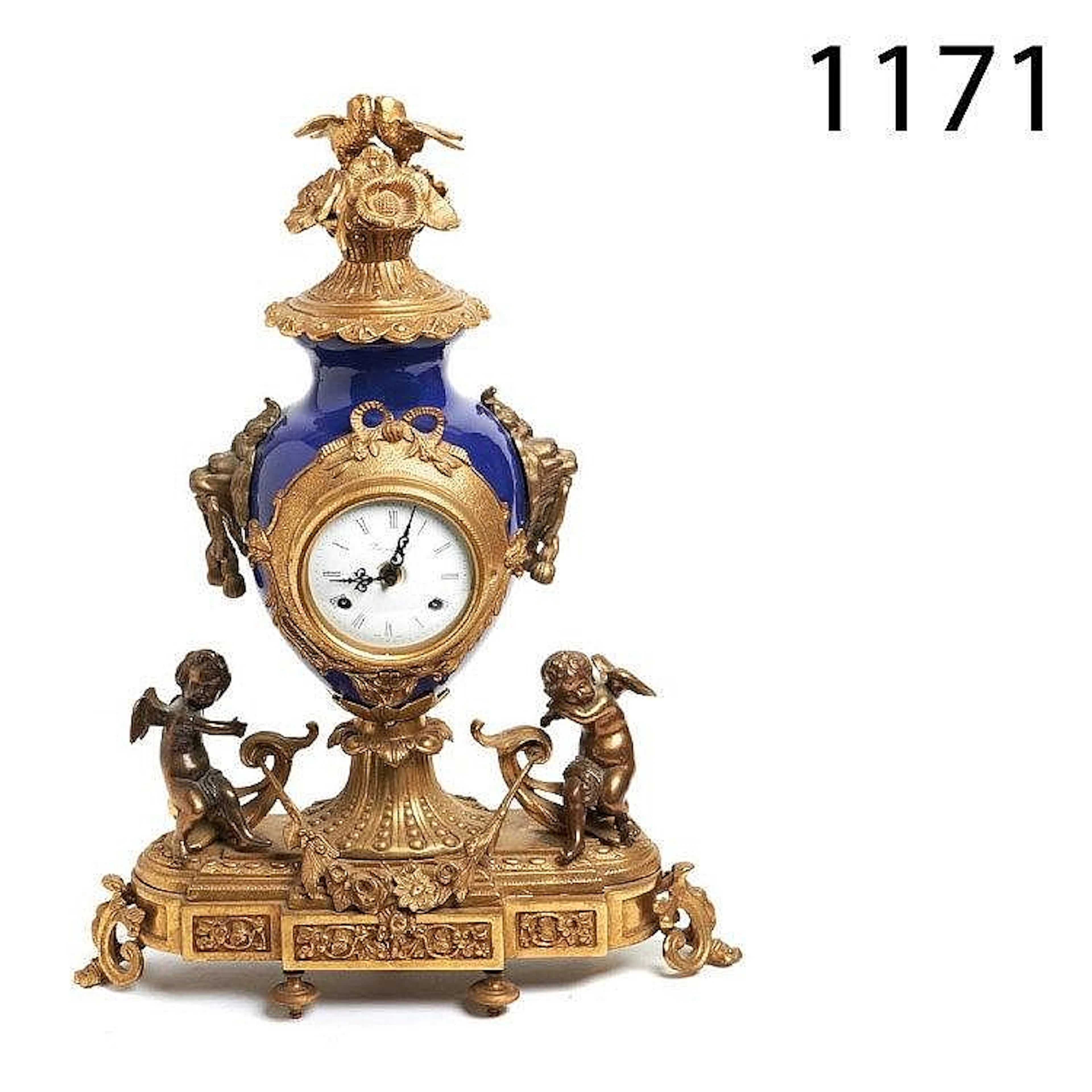 Bronze and porcelain table clock