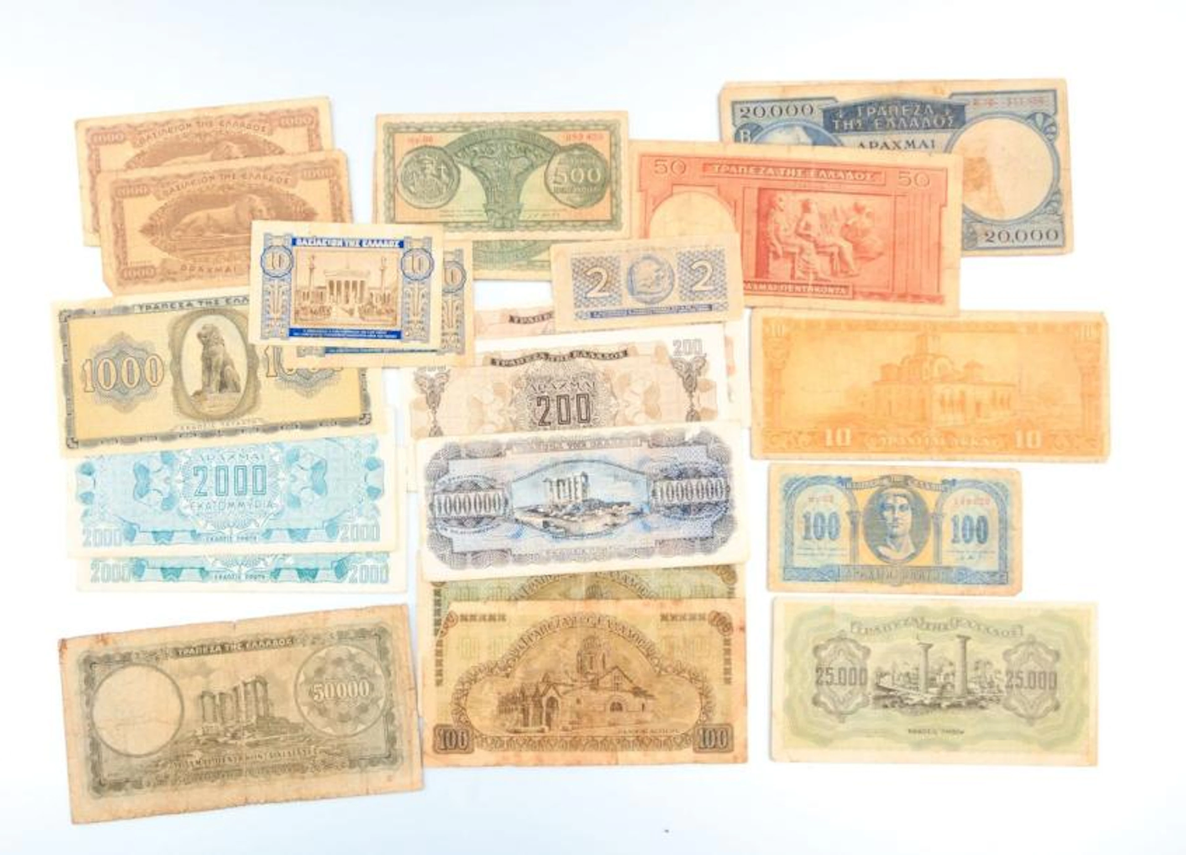 GRECE Lot de vingt deux billets dont deux…