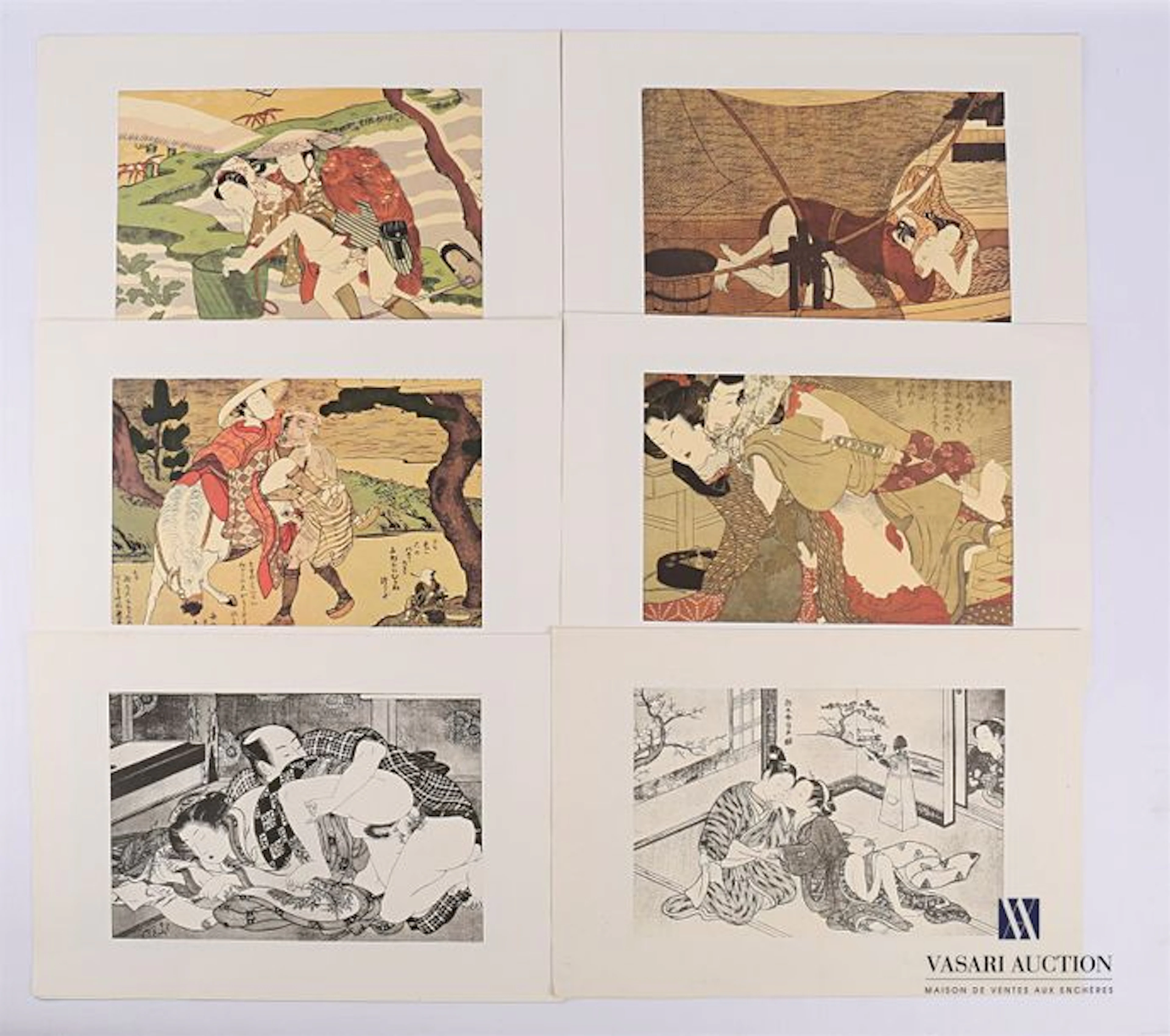 Set of six reproductions of Japanese erotic…